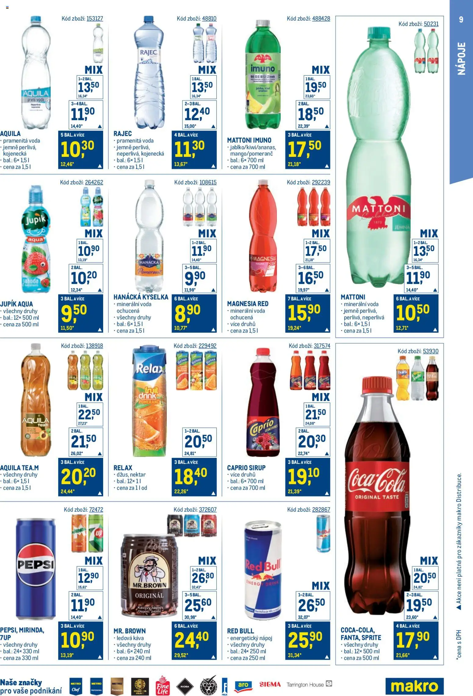 Makro leták - Maloobchod od 25.02.2026 | Strana: 9 | Produkty: Ledová káva, Hanácká kyselka, Energetický nápoj, Magnesia Red