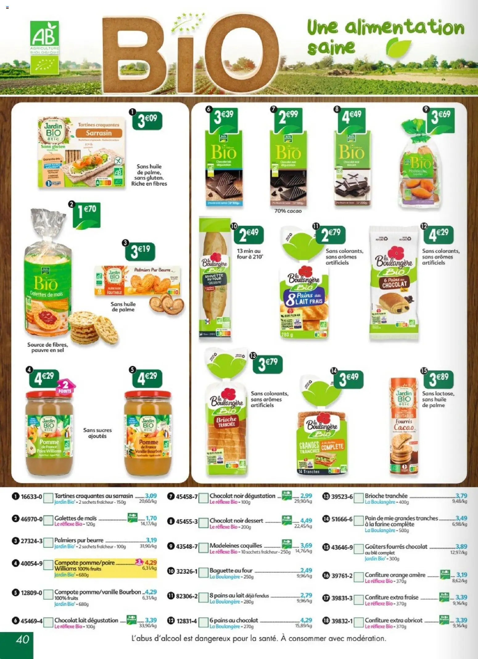 {H1} | Page: 40 | Produits: Pomme, Four, Lait, Huile