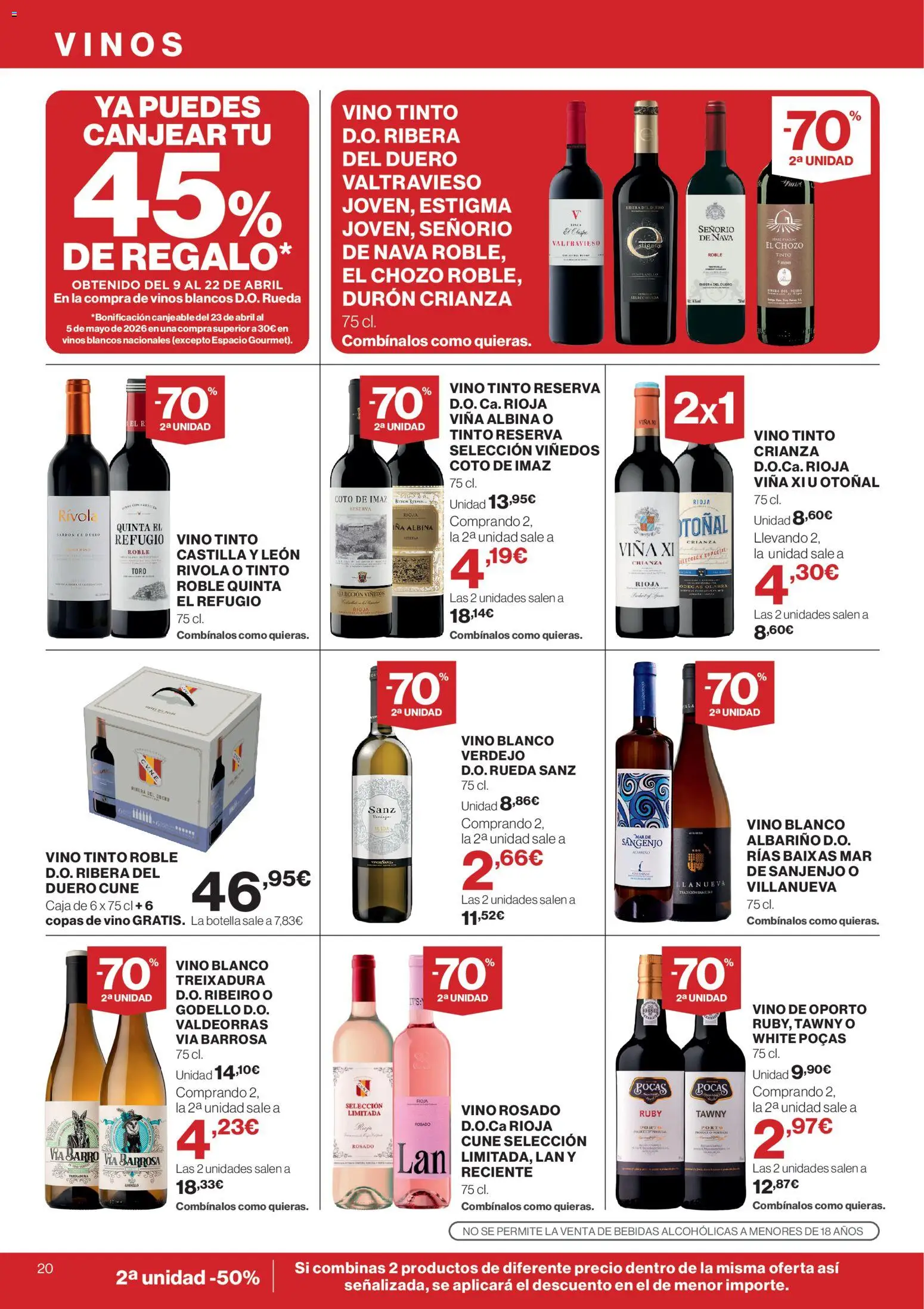 El Corte Inglés ofertas │ válido desde el 23.04.2026 | Página: 20 | Productos: Vino rosado, Vino, Caja