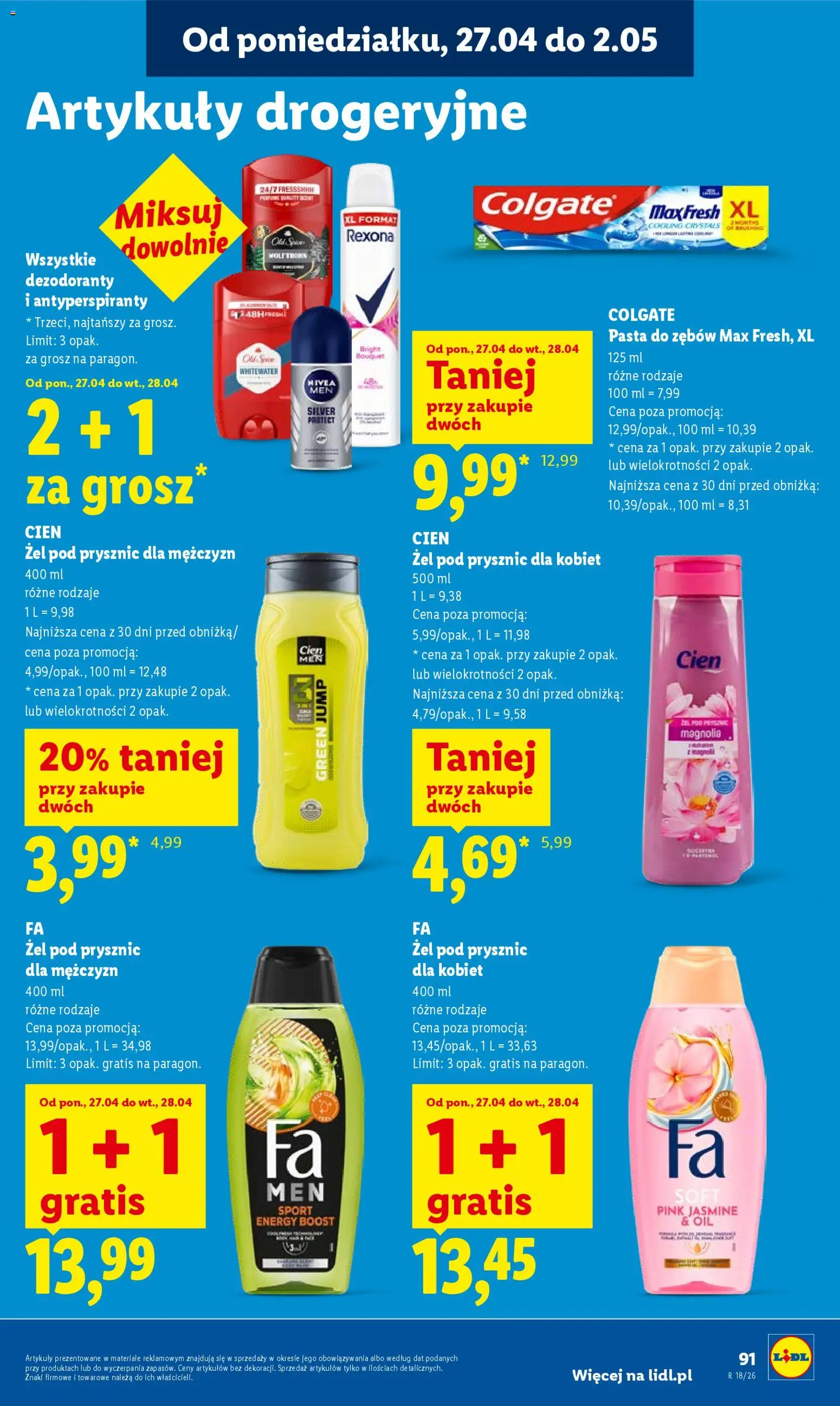 Lidl Polsko leták od 27.04.2026 | Strana: 91 | Produkty: Cien, Rexona