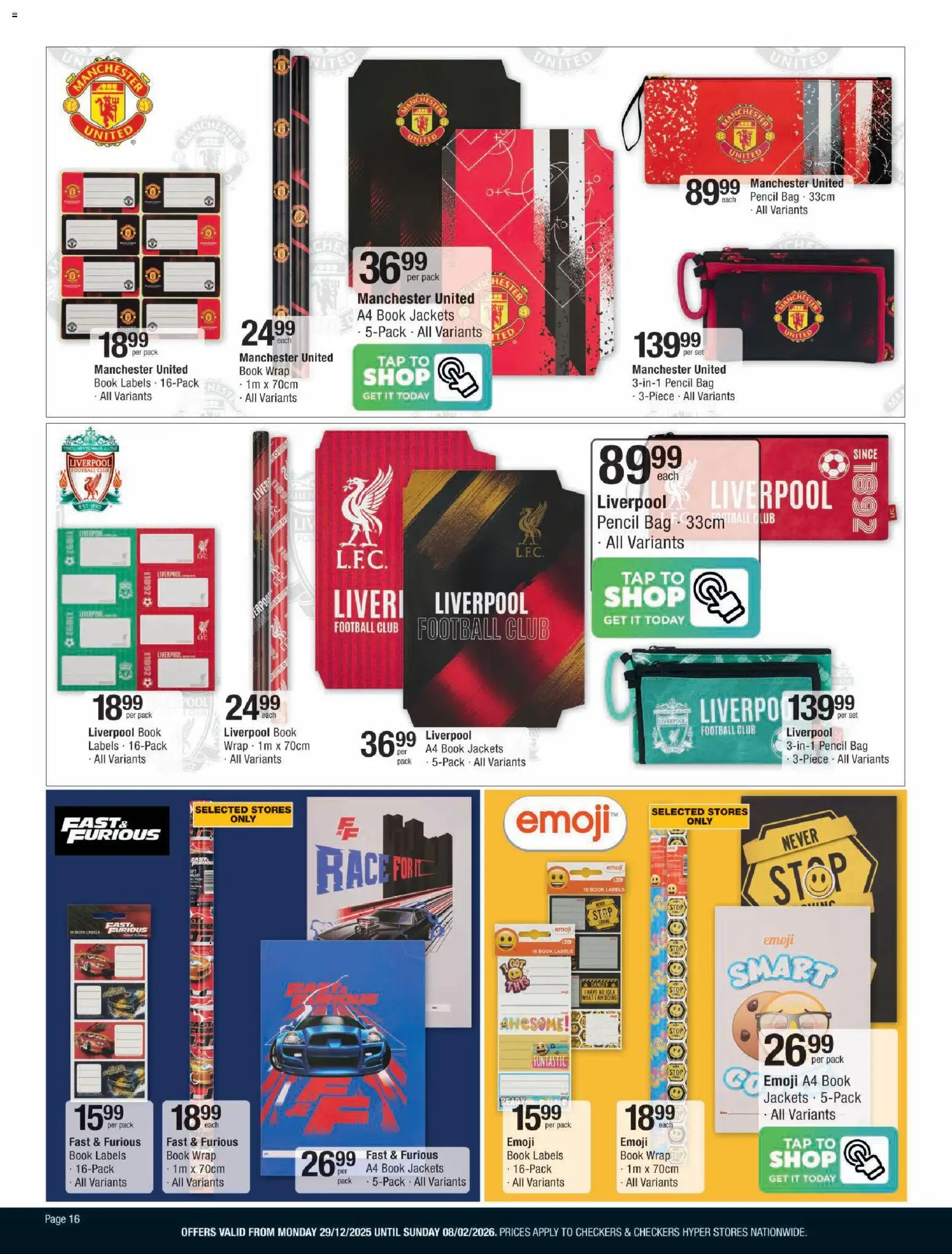 New Checkers catalogue – valid from 29.12.2025 | Page: 16 | Products: Pencil, Drone, Bag, Tap