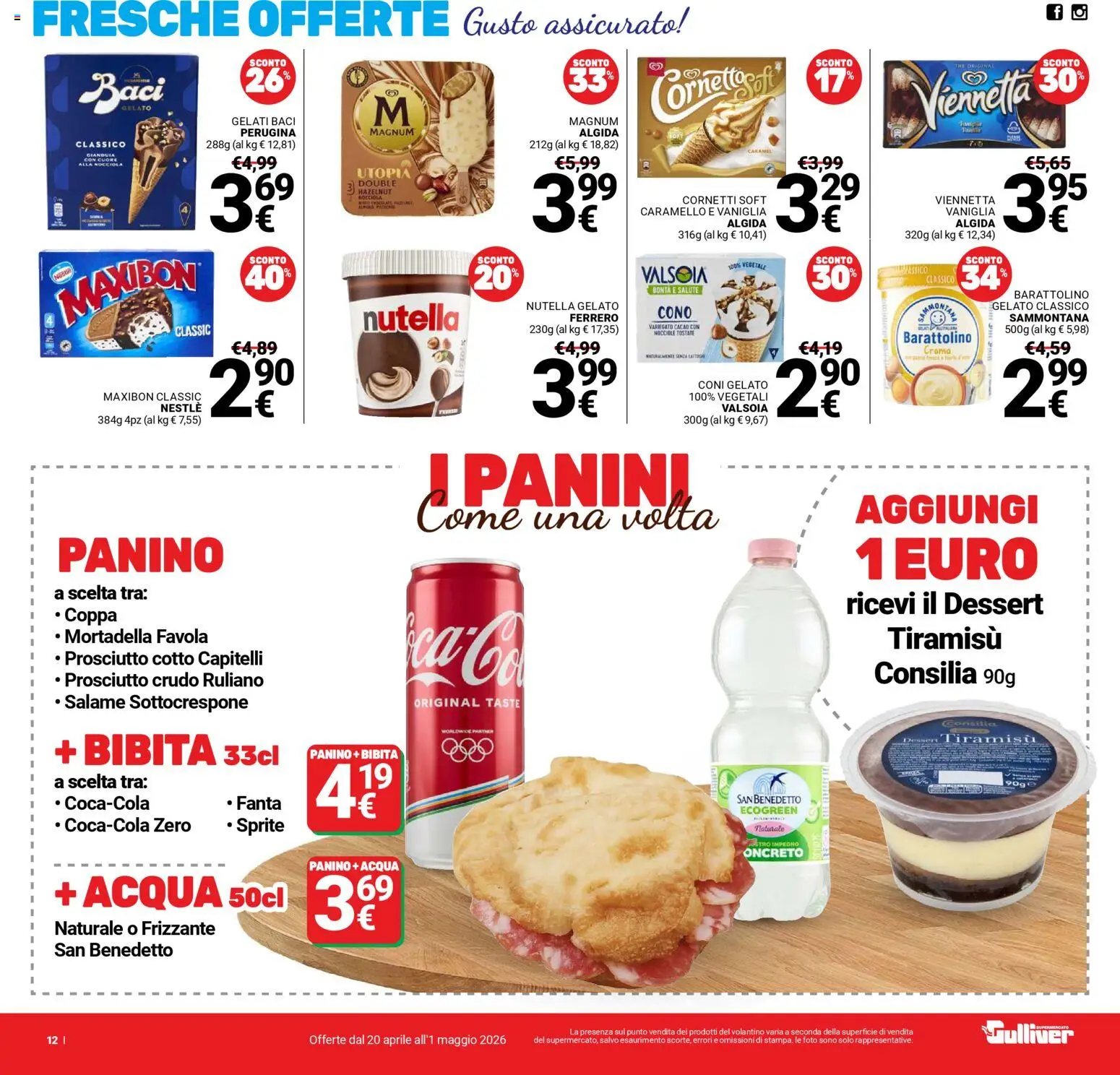 Volantino Gulliver del 20.04.2026 | Pagina: 12 | Prodotti: Prosciutto Crudo, Nocciole, Nutella, Cacao