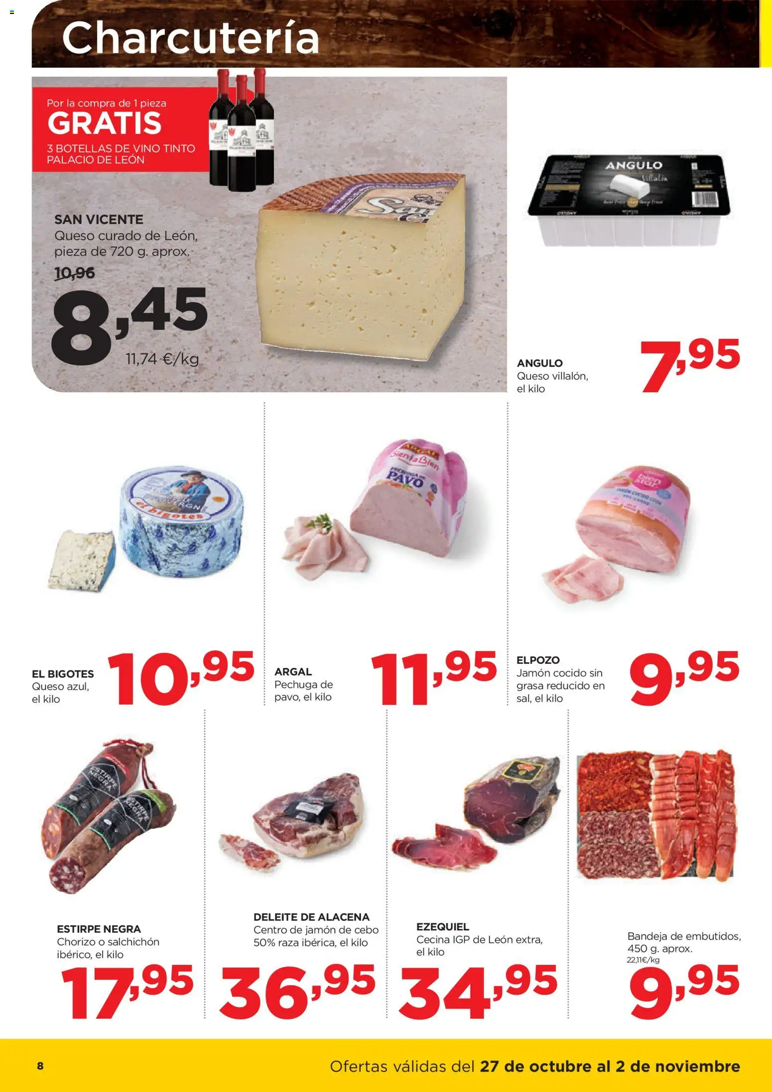 Alimerka folleto Asturias │ válido desde el 27.10.2025 | Página: 8 | Productos: Queso, Jamón, Jamón cocido, Vino