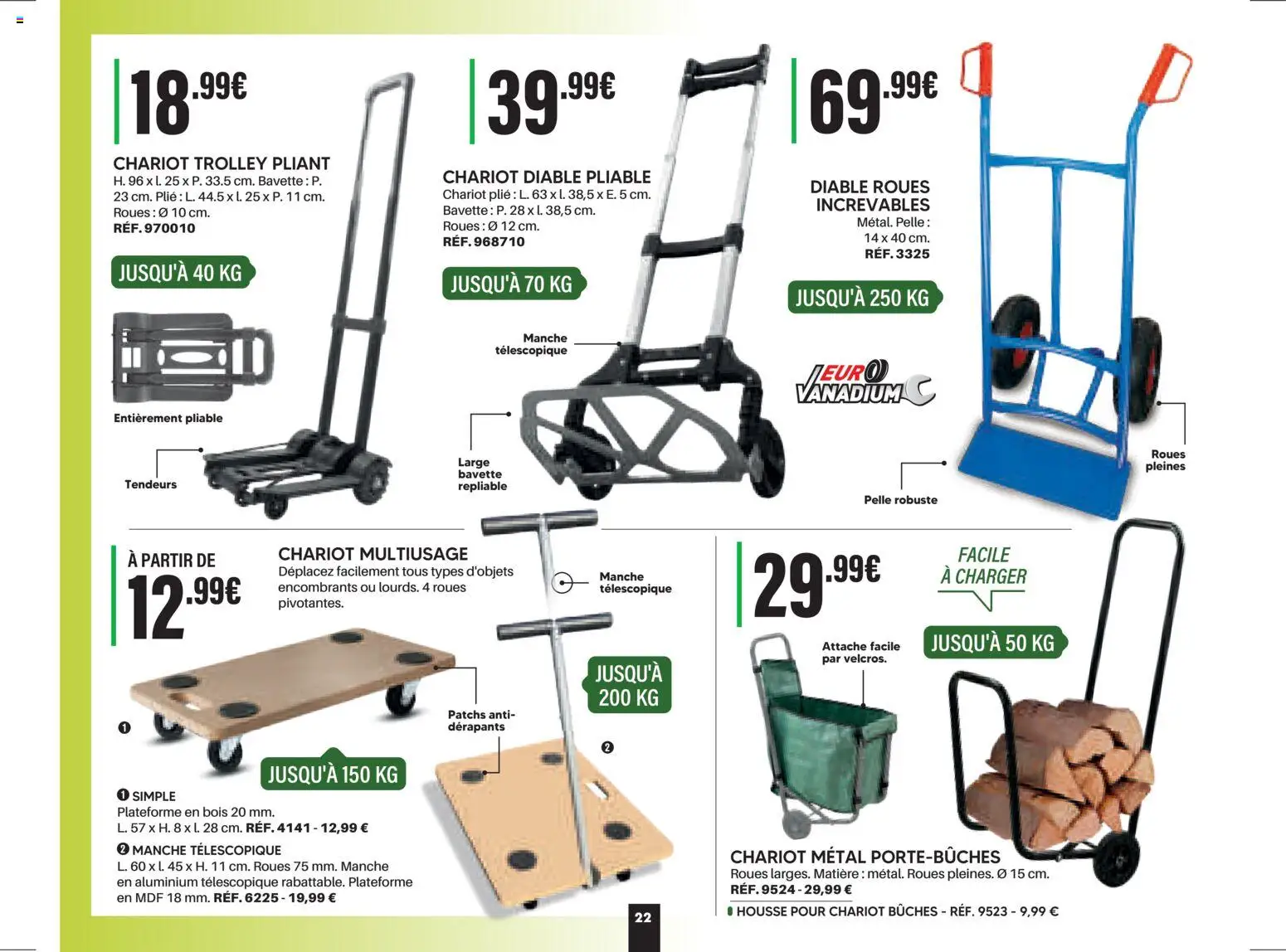 {H1} | Page: 22 | Produits: Diable pliable, Bavette