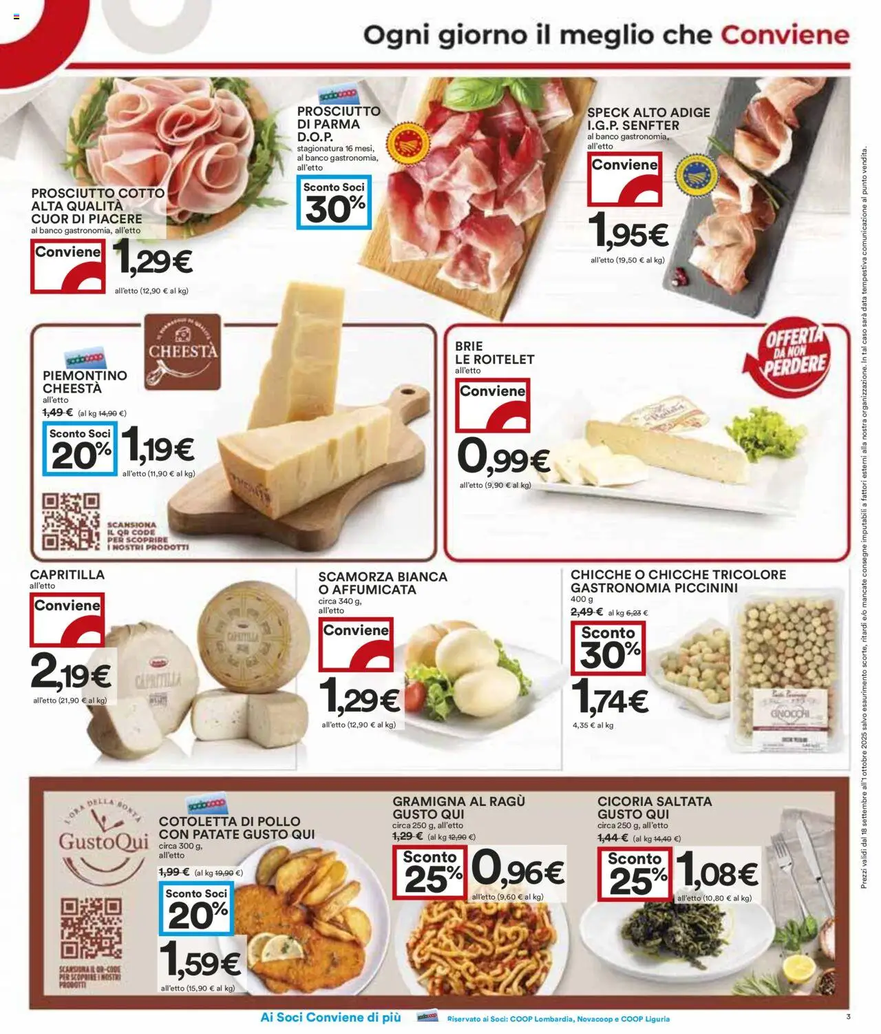 Volantino COOP del 18.09.2025 | Pagina: 3 | Prodotti: Prosciutto Cotto, Prosciutto, Data, Ragú
