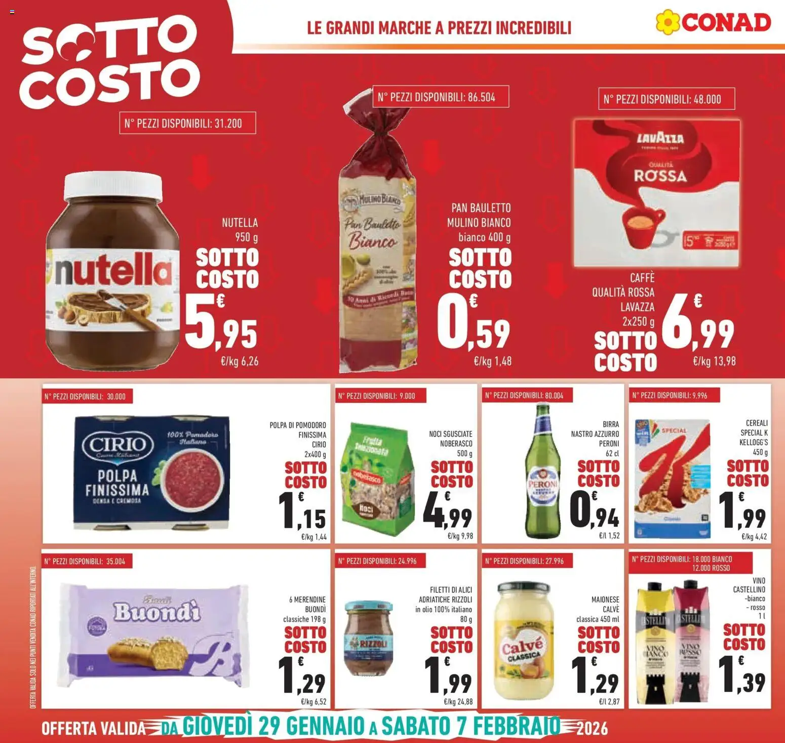 Volantino Conad del 29.01.2026 | Pagina: 4 | Prodotti: Caffè, Olio, Lavazza, Merendine