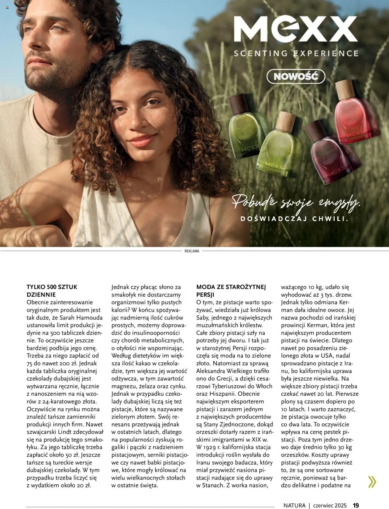 Drogerie Natura Gazetka - Magazyn Klubu Natura 06 od 01.06.2025 | Strona: 19 | Produkty: Czekolady, Kakao, Pączki, Nasiona