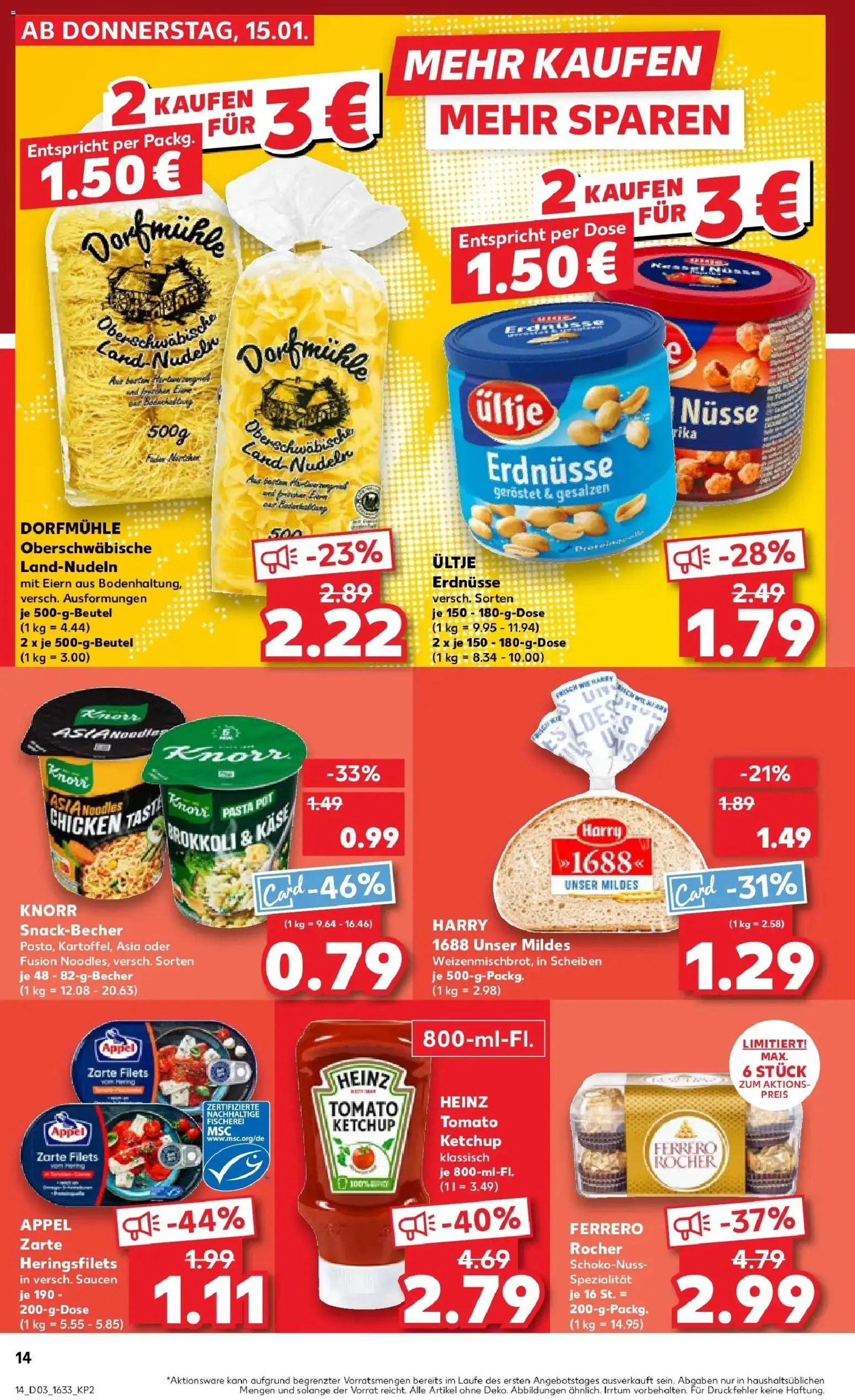 Kaufland prospekt Heilbronn	 – gültig ab 19.01.2026 | Seite: 14 | Produkte: Ferrero rocher, Knorr, Ketchup, Nüsse