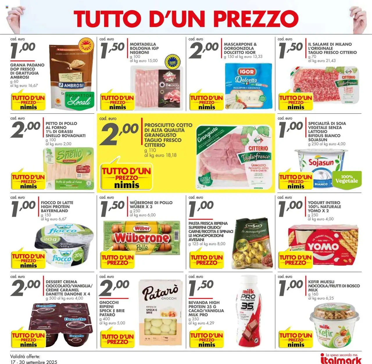Volantino Italmark del 17.09.2025 | Pagina: 5 | Prodotti: Muesli, Crema, Pollo, Mortadella