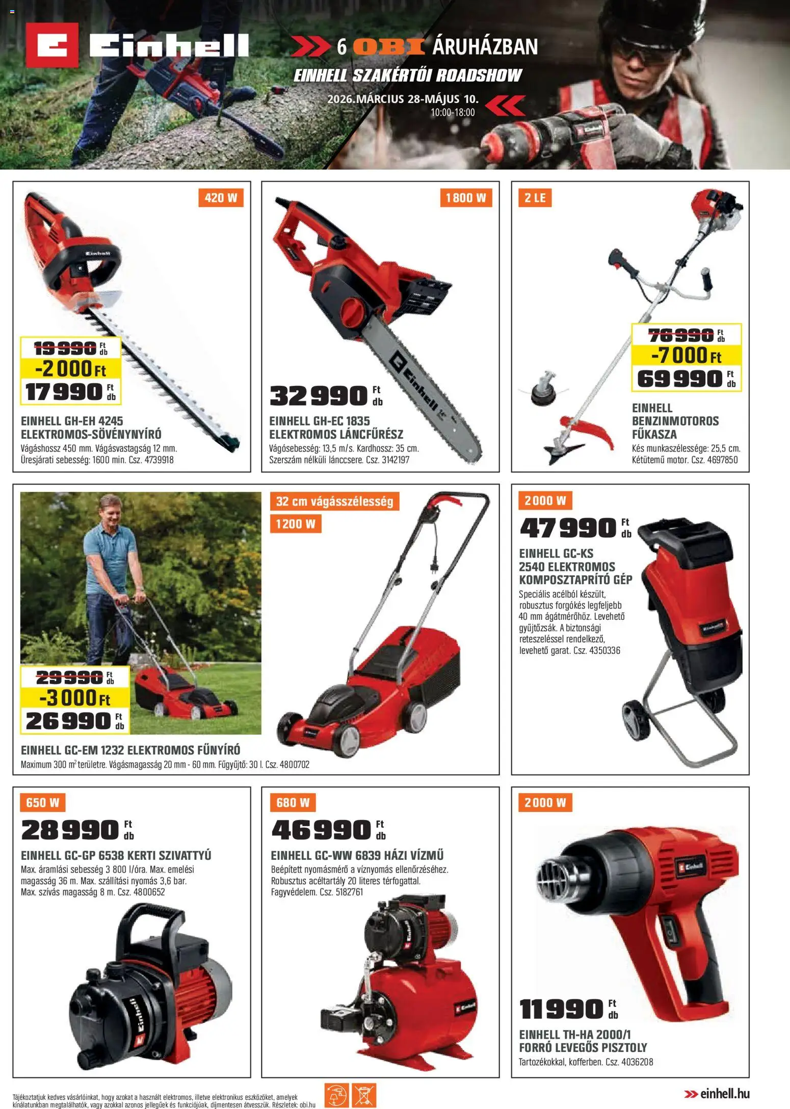 OBI akciós ujság - amely érvényes a következő dátumtól: 31.03.2026 | Oldal: 23 | Termékek: Fűkasza, Elektromos láncfűrész, Elektromos fűnyíró, Kés