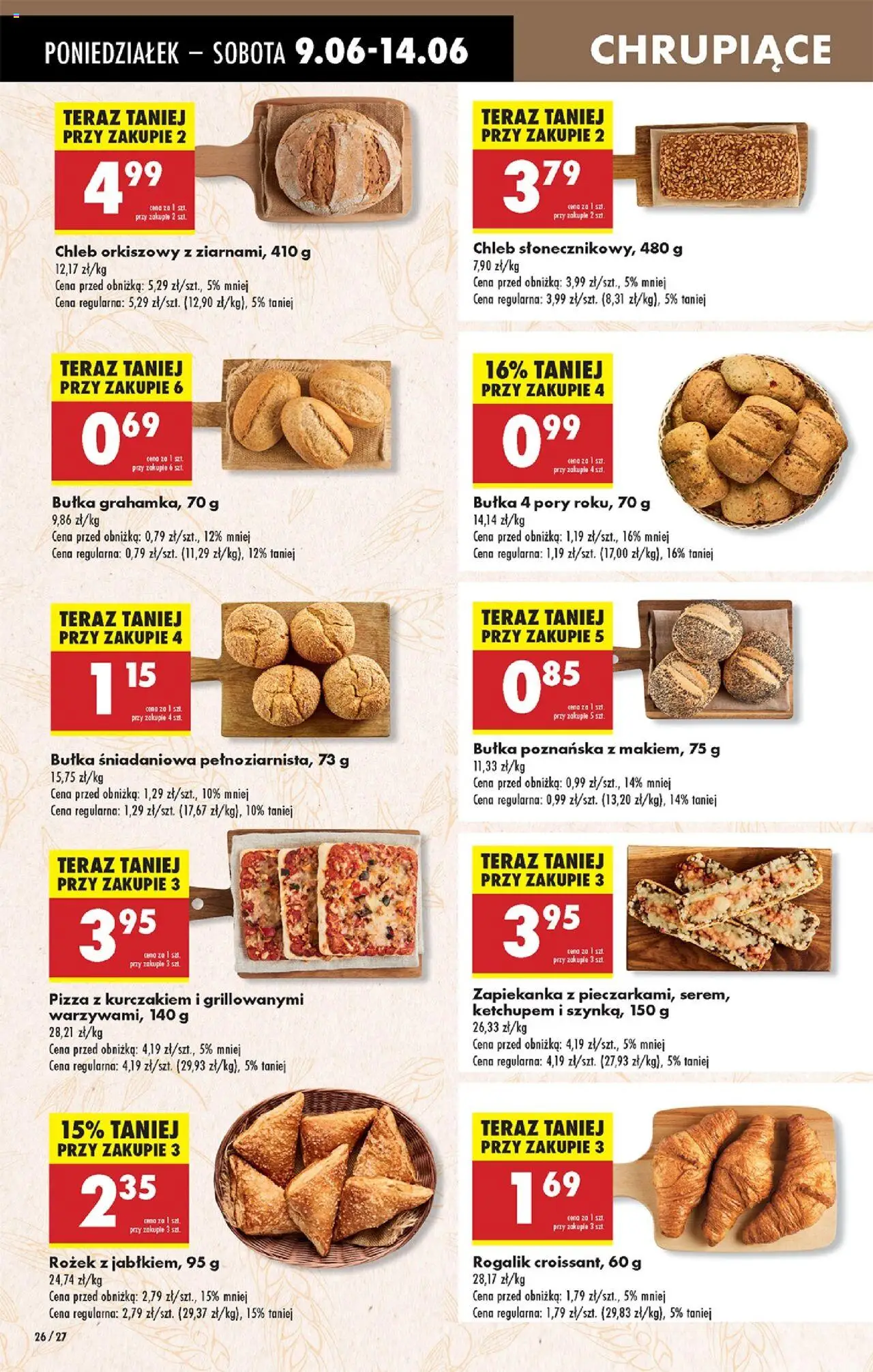 Biedronka gazetka od 09.06.2025 | Strona: 30 | Produkty: Zapiekanka, Szynka, Pizza z kurczakiem, Chleb