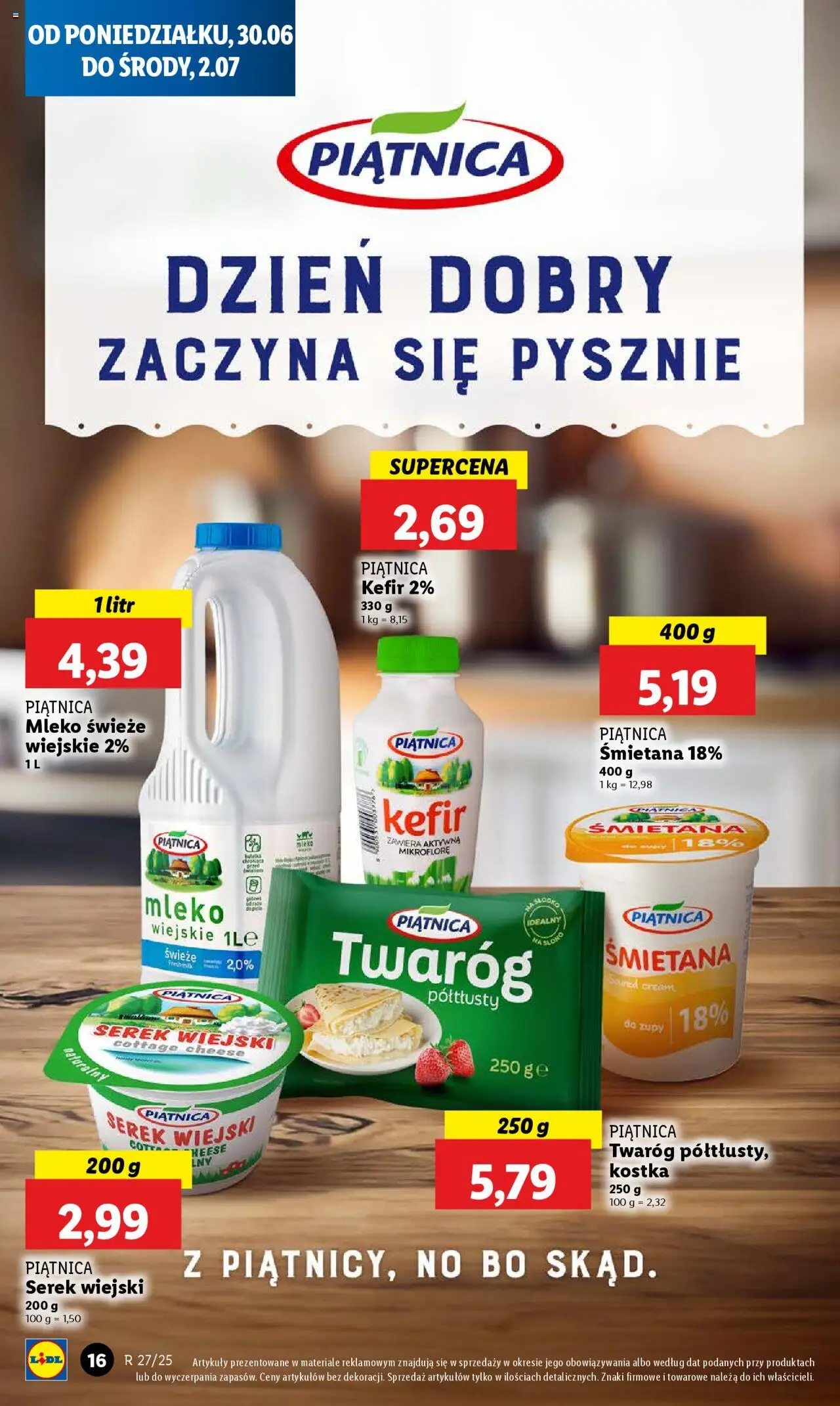 Lidl Gazetka od 30.06.2025 | Strona: 20 | Produkty: Kefir, Serek, Mleko, Śmietana