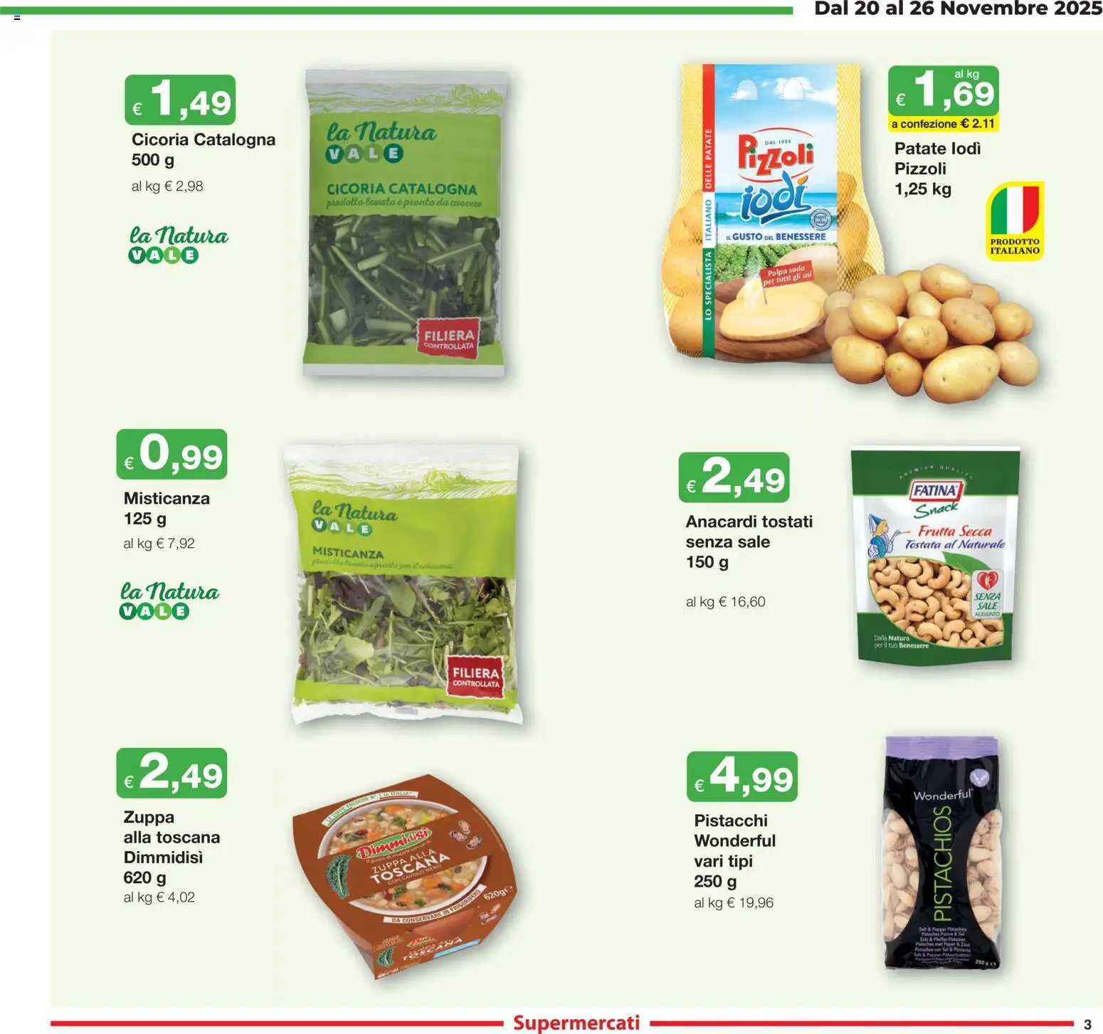 Volantino Sì con Te del 20.11.2025 | Pagina: 3 | Prodotti: Misticanza, Anacardi, Cavolo, Pistacchi