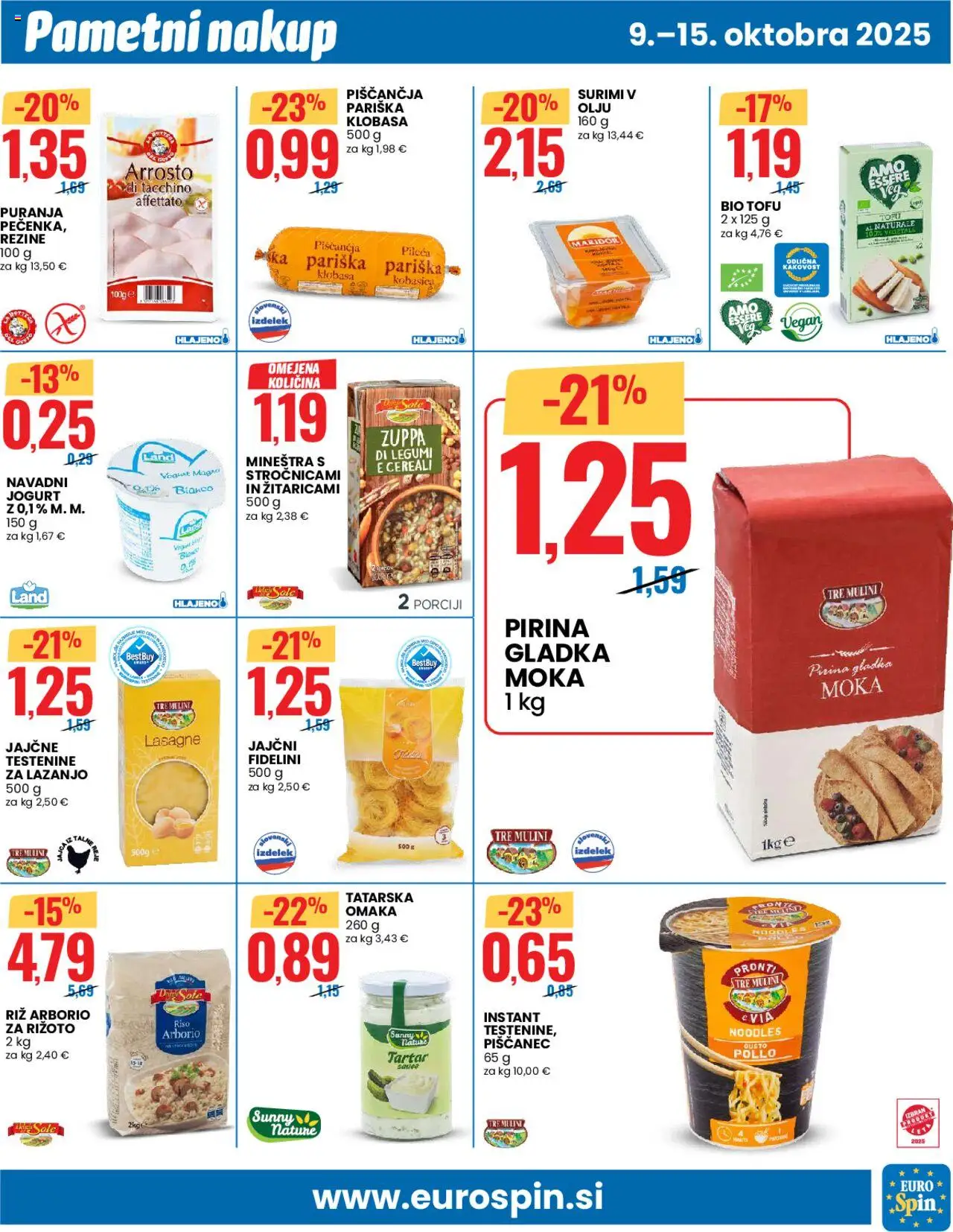 Novi Eurospin katalog ponudbe – veljaven od 09.10.2025 | Stran: 7 | Izdelki: Moka, Riz, Testenine, Omaka