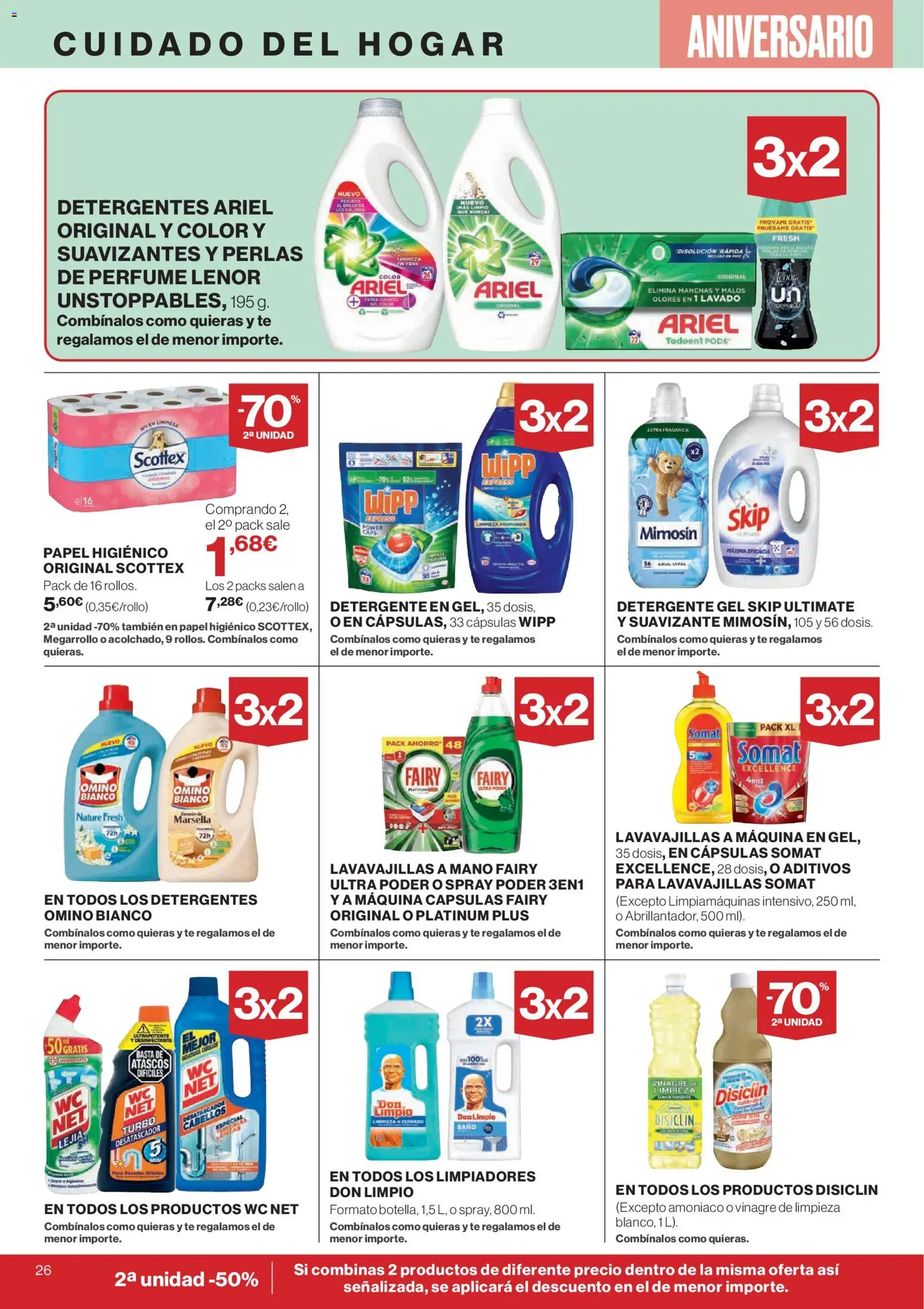 Hipercor catálogo │ válido desde el 23.10.2025 | Página: 36 | Productos: Detergente, Papel higienico, Té, Lavavajillas