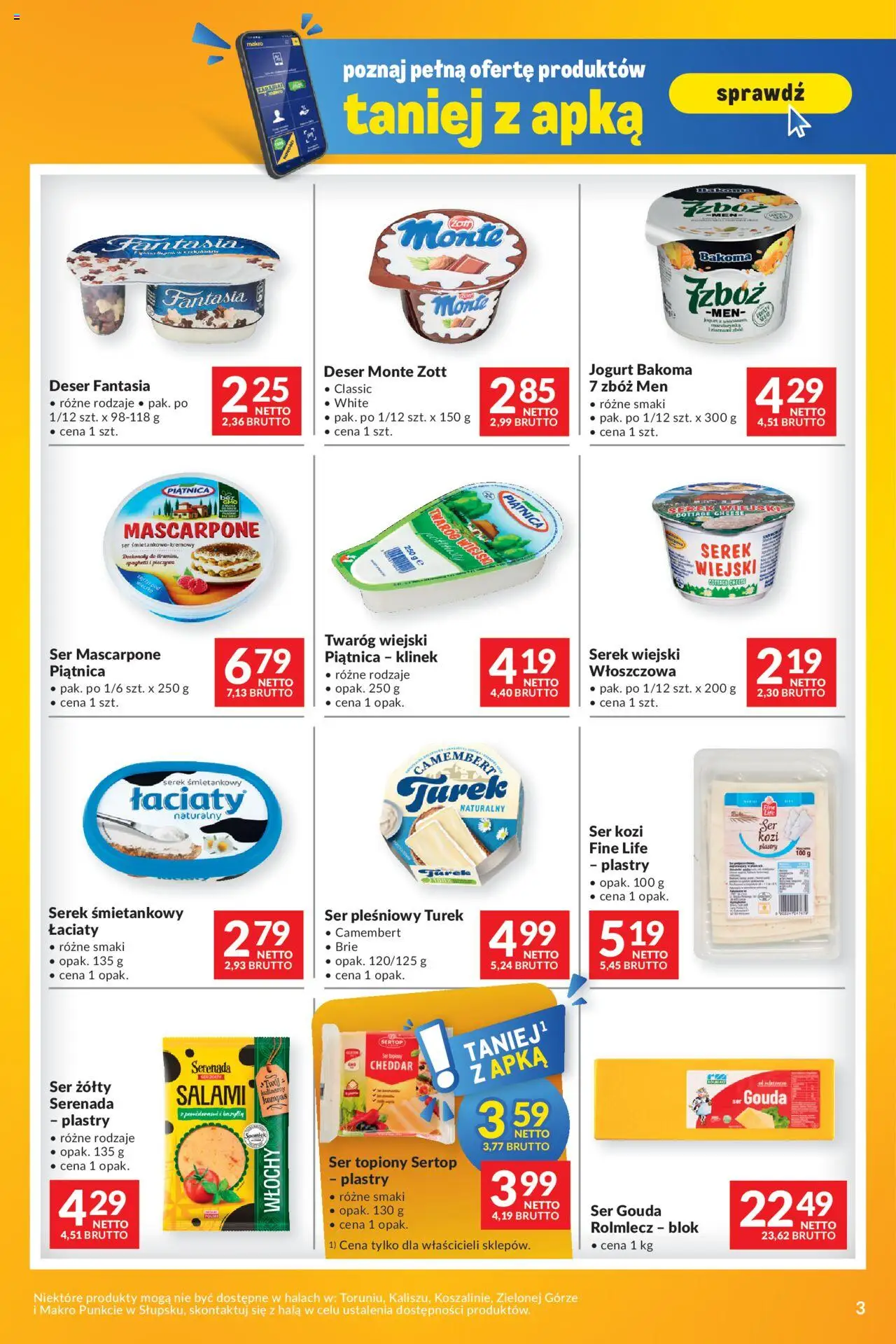 Makro Gazetka - Mega oferty dla Twojego Sklepu od 27.05.2025 | Strona: 3 | Produkty: Ser żółty, Serek wiejski, Twaróg, Ser gouda