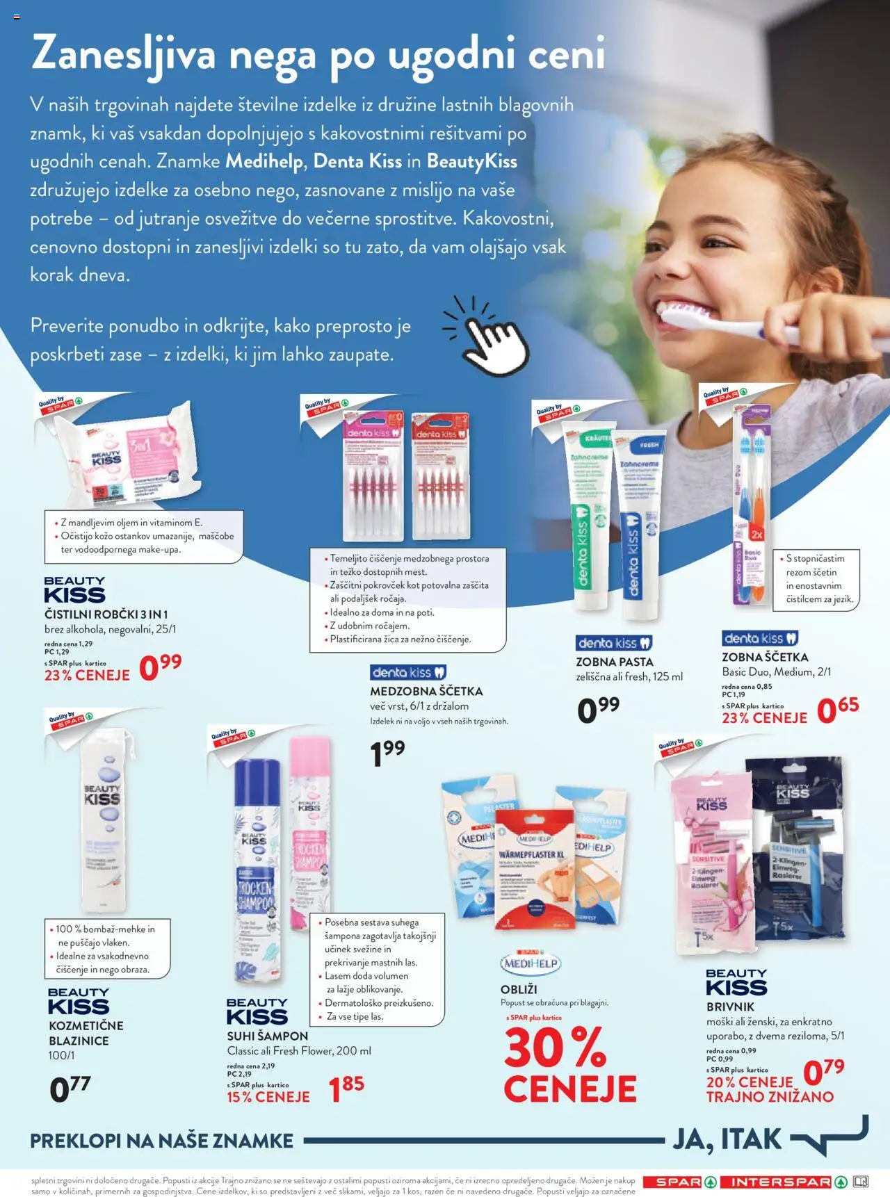 Novi Spar katalog ponudbe – veljaven od 08.10.2025 | Stran: 5 | Izdelki: Robčki, Kos, Zobna scetka, Brivnik