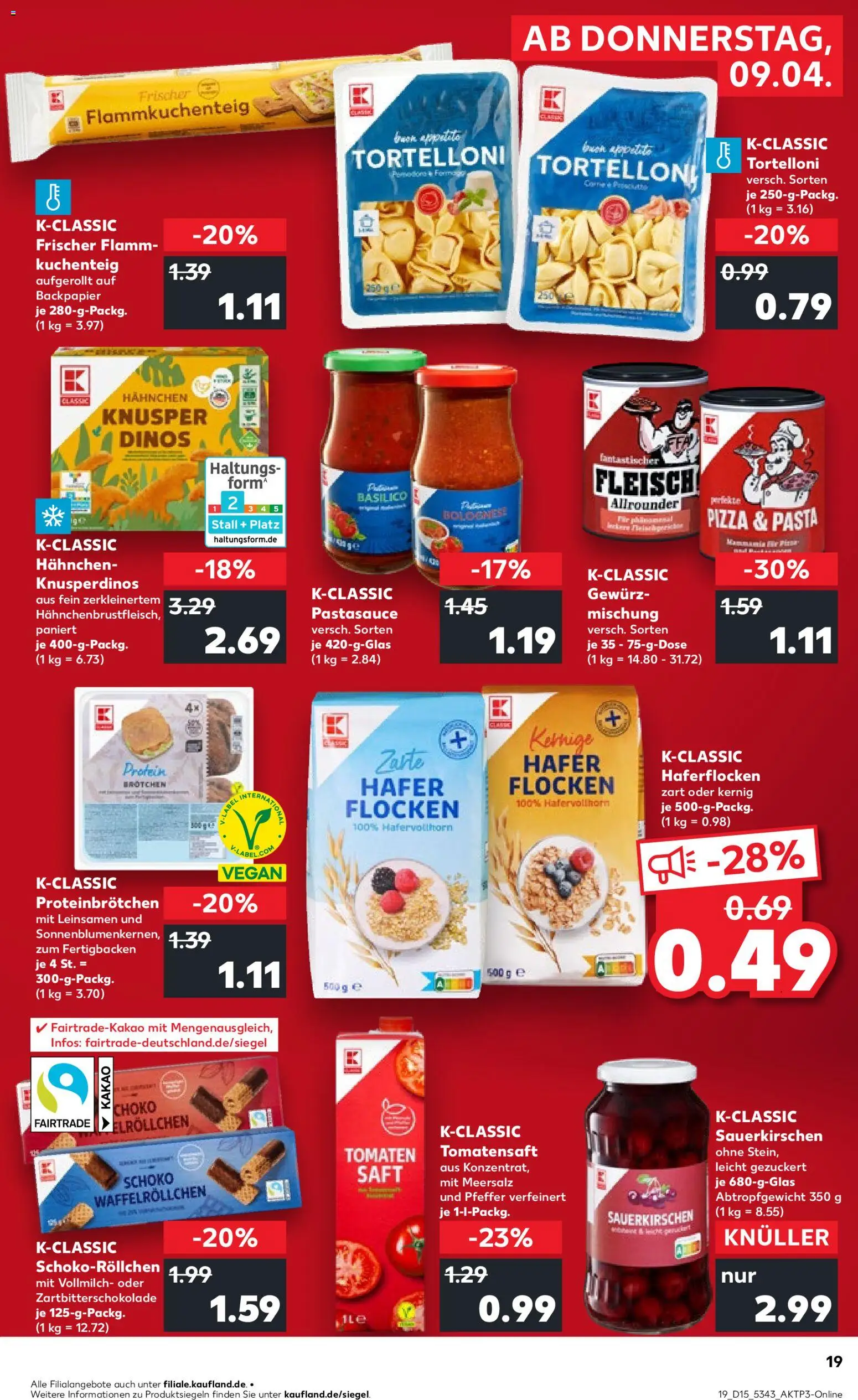 Kaufland Německo leták od 09.04.2026 | Strana: 19 | Produkty: Vegan, Pizza, Forma, Kakao