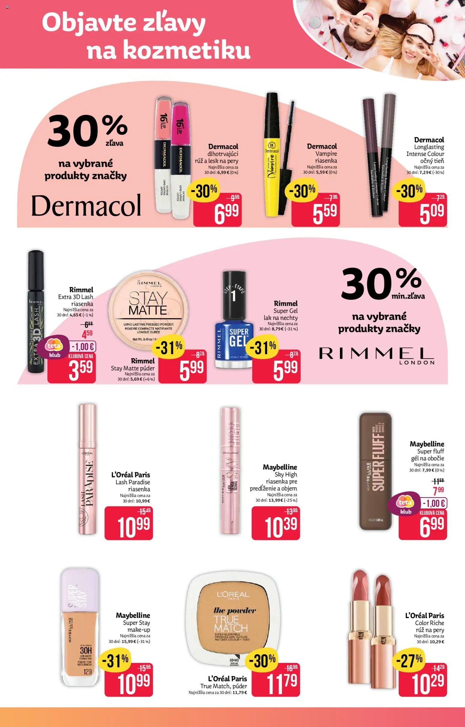 Nové Teta drogerie akcie – leták je platný od 19.01.2026 | Strana: 3 | Produkty: Riasenka, Rúž na pery, Lesk na pery, Lak na nechty