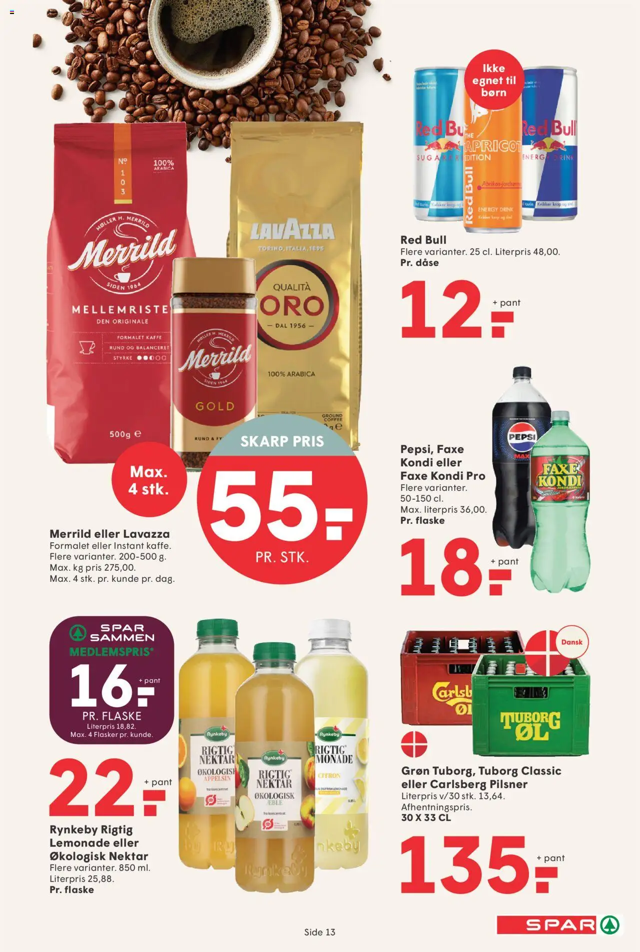 Spar Tilbudsavis gyldig fra 01.08.2025 | Side: 13 | Produkter: Kaffe, Faxe Kondi, Pepsi