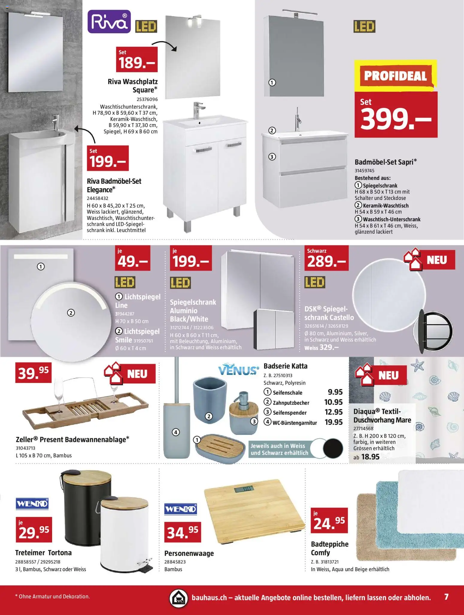Bauhaus Aktionen – gültig ab 29.12.2025 | Seite: 7 | Produkte: Seifenspender, Spiegelschrank, Steckdose, Personenwaage