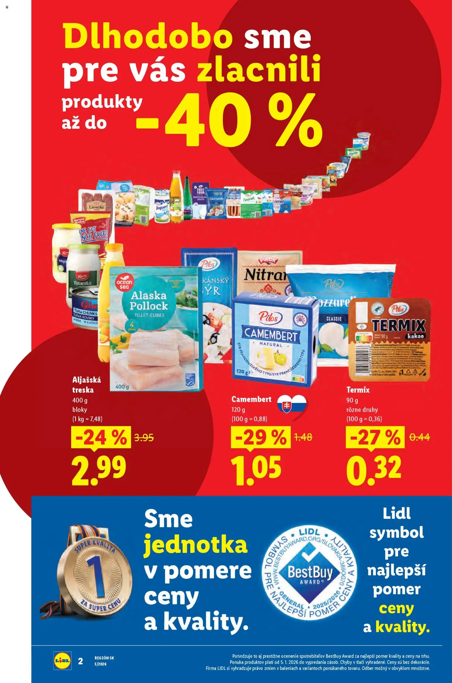 Nové Lidl akcie – leták je platný od 29.01.2026 | Strana: 2 | Produkty: Syr, Jogurt, Actimel, Kakao