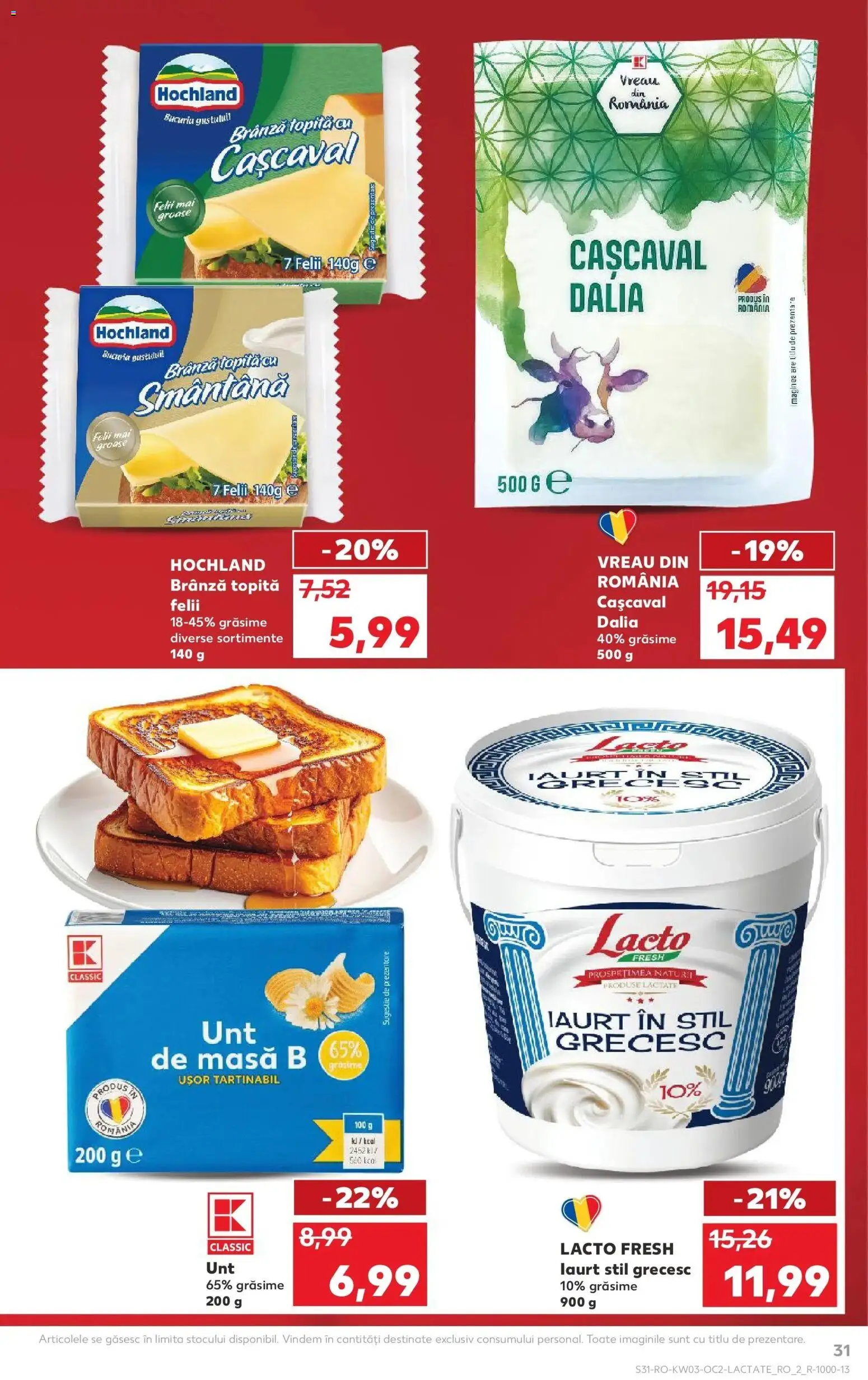 Noul catalog Kaufland – valabil de la 14.01.2026 | Pagină: 31 | Produse: Masă, Cașcaval, Iaurt, Smântână