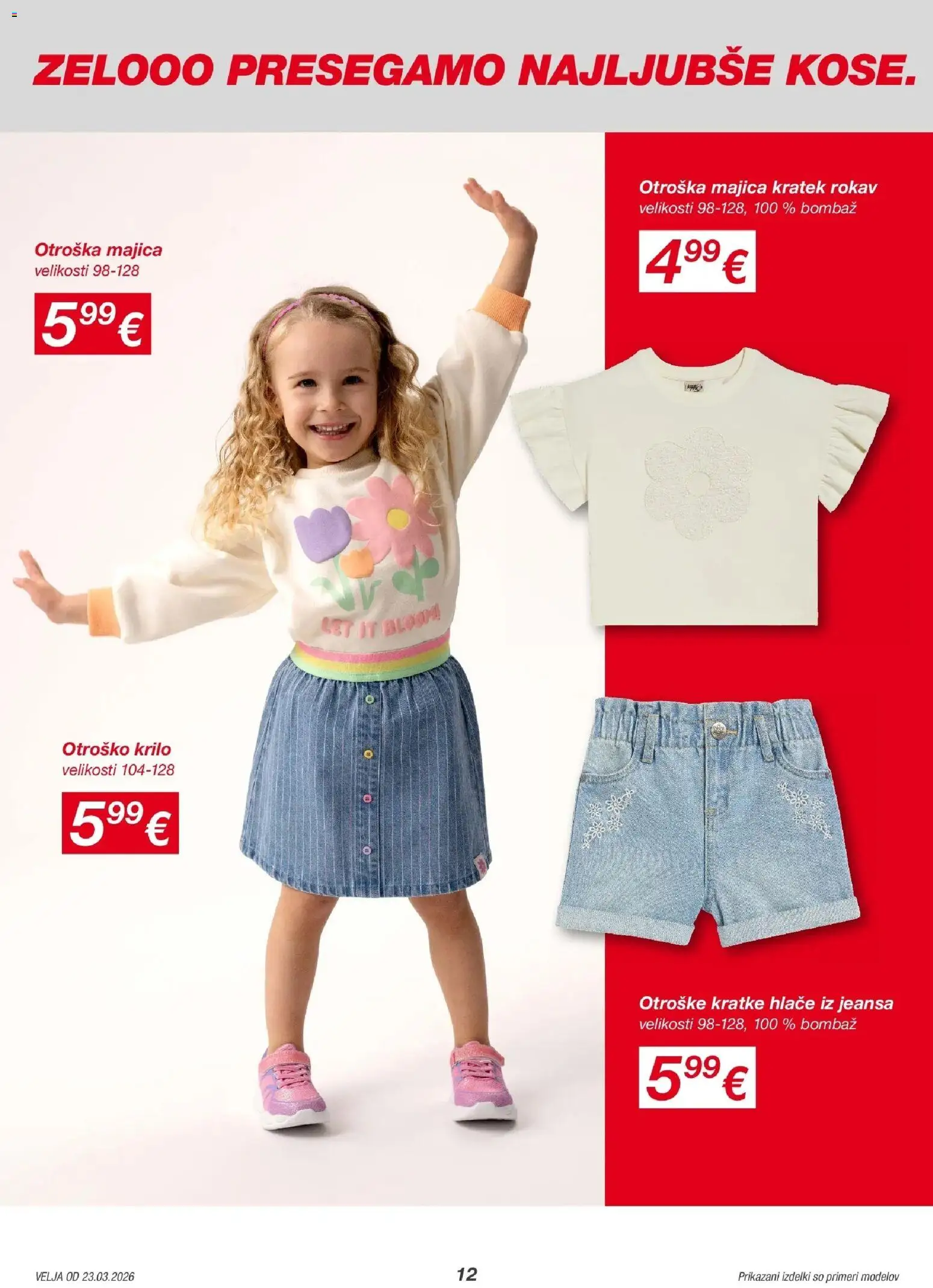 Novi Kik katalog ponudbe – veljaven od 23.03.2026 | Stran: 12 | Izdelki: Krilo, Majica, Hlace, Kratke hlace