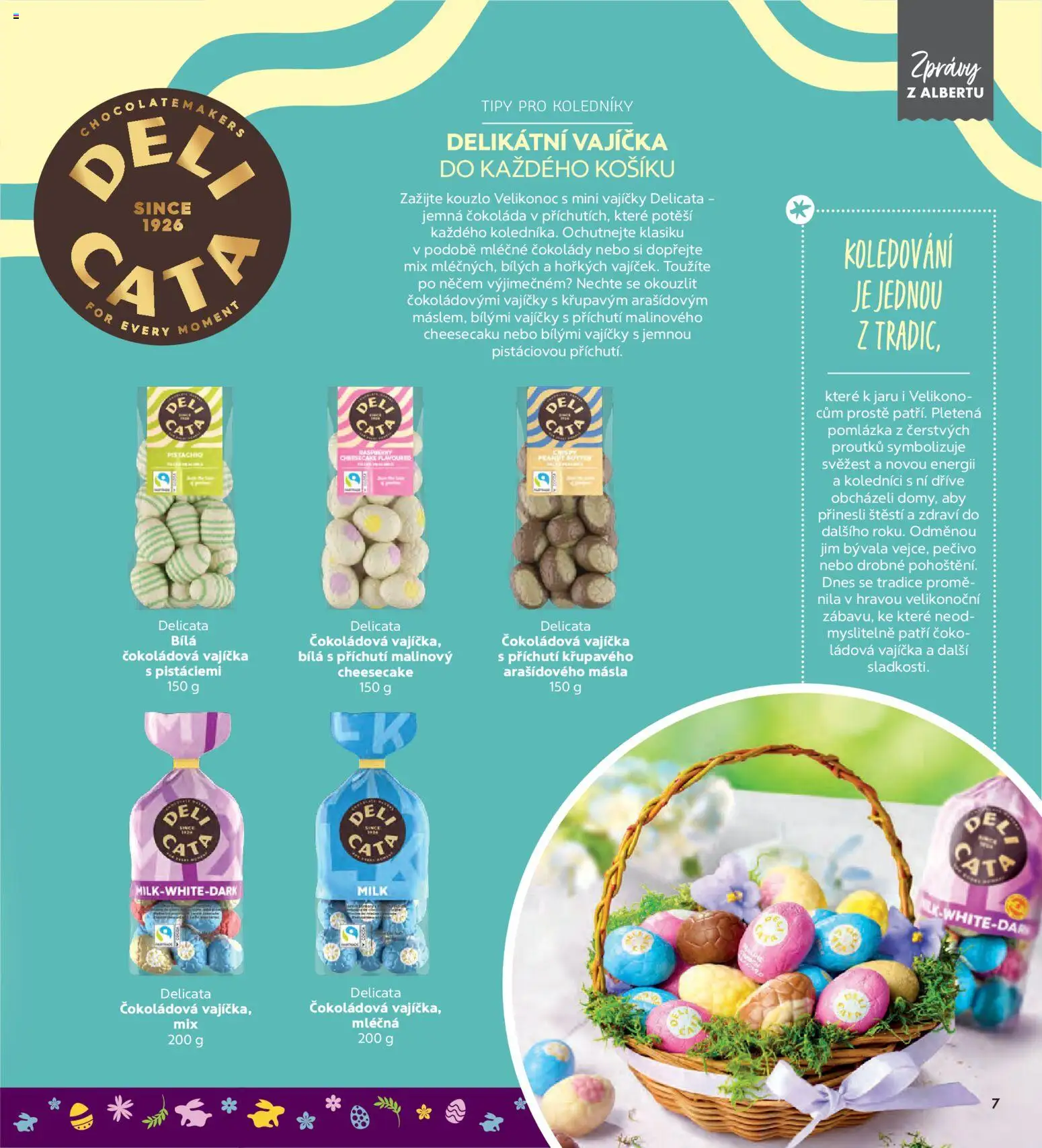 Albert magazín od 01.03.2026 | Strana: 7 | Produkty: Vajíčka, Čokoláda, Pečivo, Cheesecake