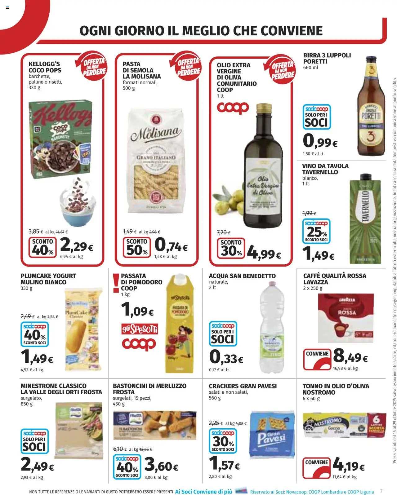 Volantino COOP del 16.10.2025 | Pagina: 7 | Prodotti: Birra, Pomodoro, Olio extra vergine, Lavazza