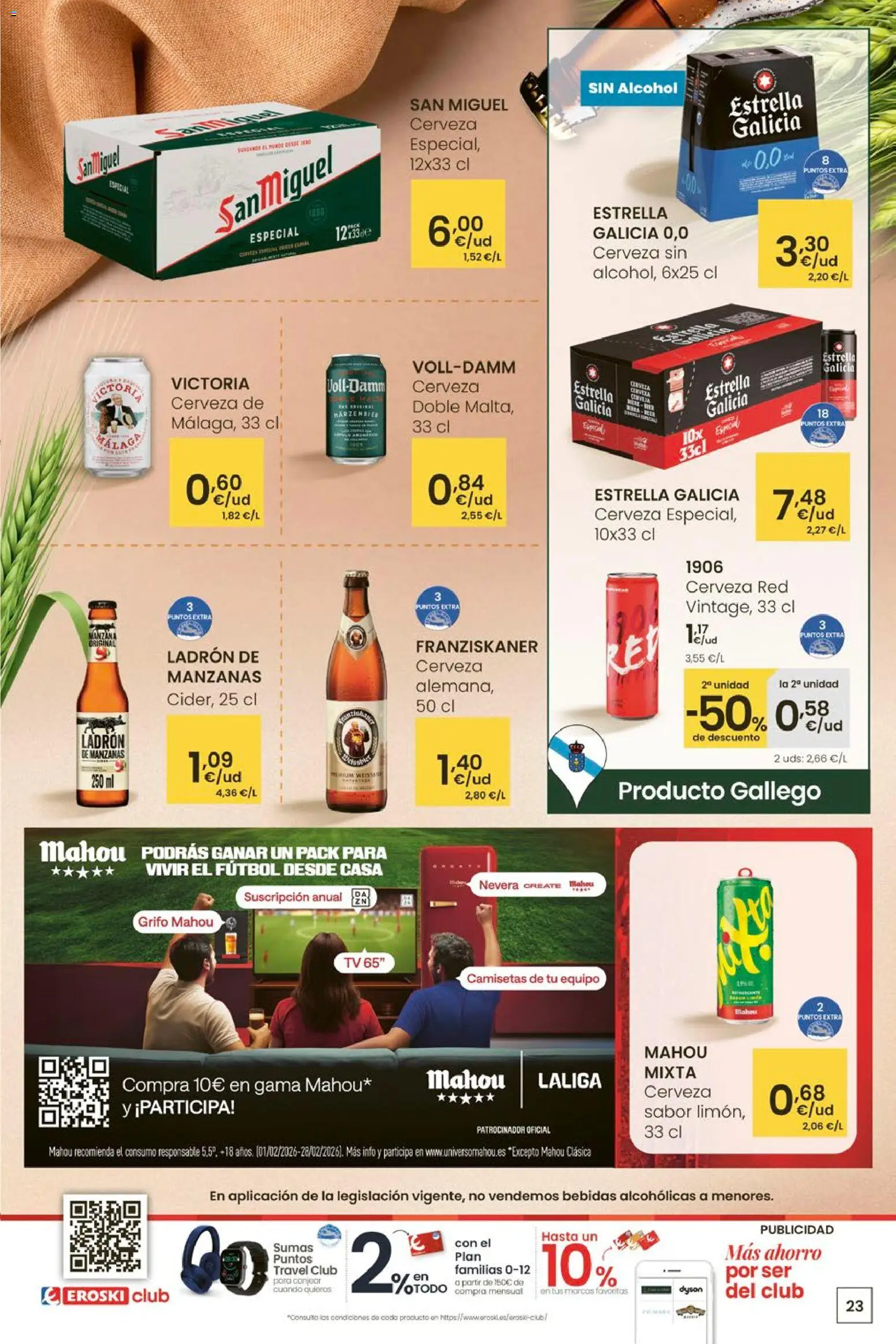 Eroski - Carnaval del ahorro │ válido desde el 12.02.2026 | Página: 23 | Productos: Cerveza, Manzanas, Nevera