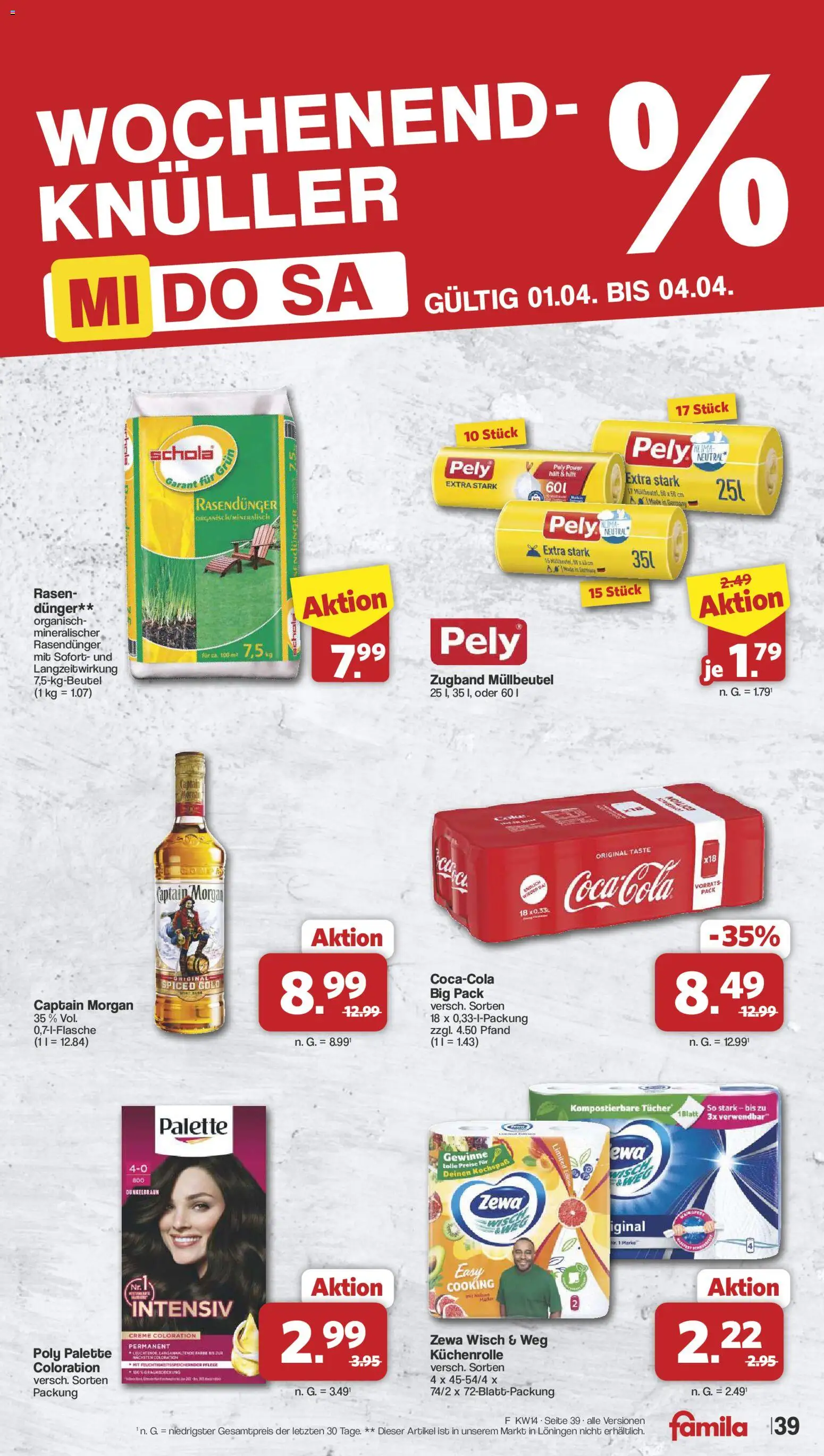 Famila Nordwest Prospekt 	 – gültig ab 30.03.2026 | Seite: 40 | Produkte: Zewa, Creme, Captain morgan, Küchenrolle