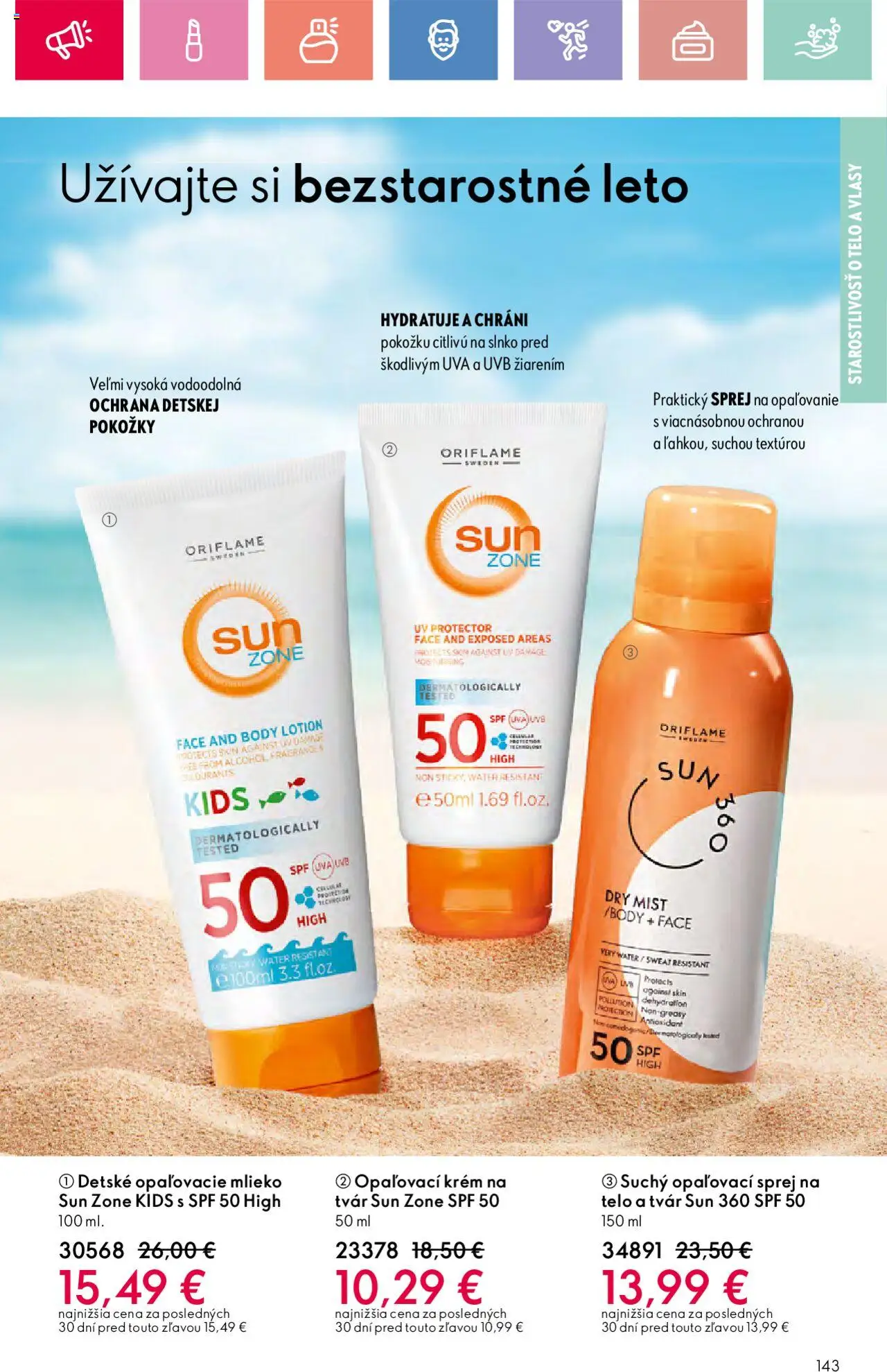 Katalóg Oriflame 9 2025 │ platný od 15.06.2025 | Strana: 143 | Produkty: Mlieko, Opaľovací krém, Krém