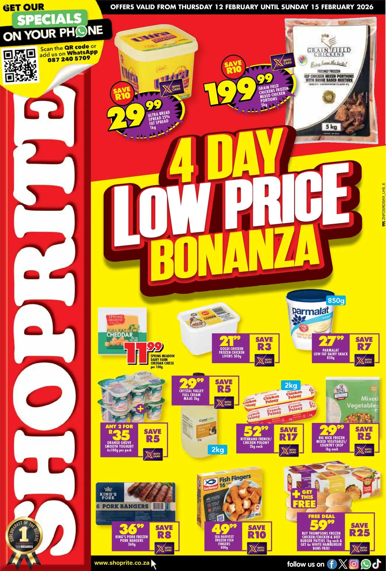 New Shoprite catalogue – valid from 12.02.2026 | Page: 1 | Products: Buns, Polony, Pork, Fat spread
