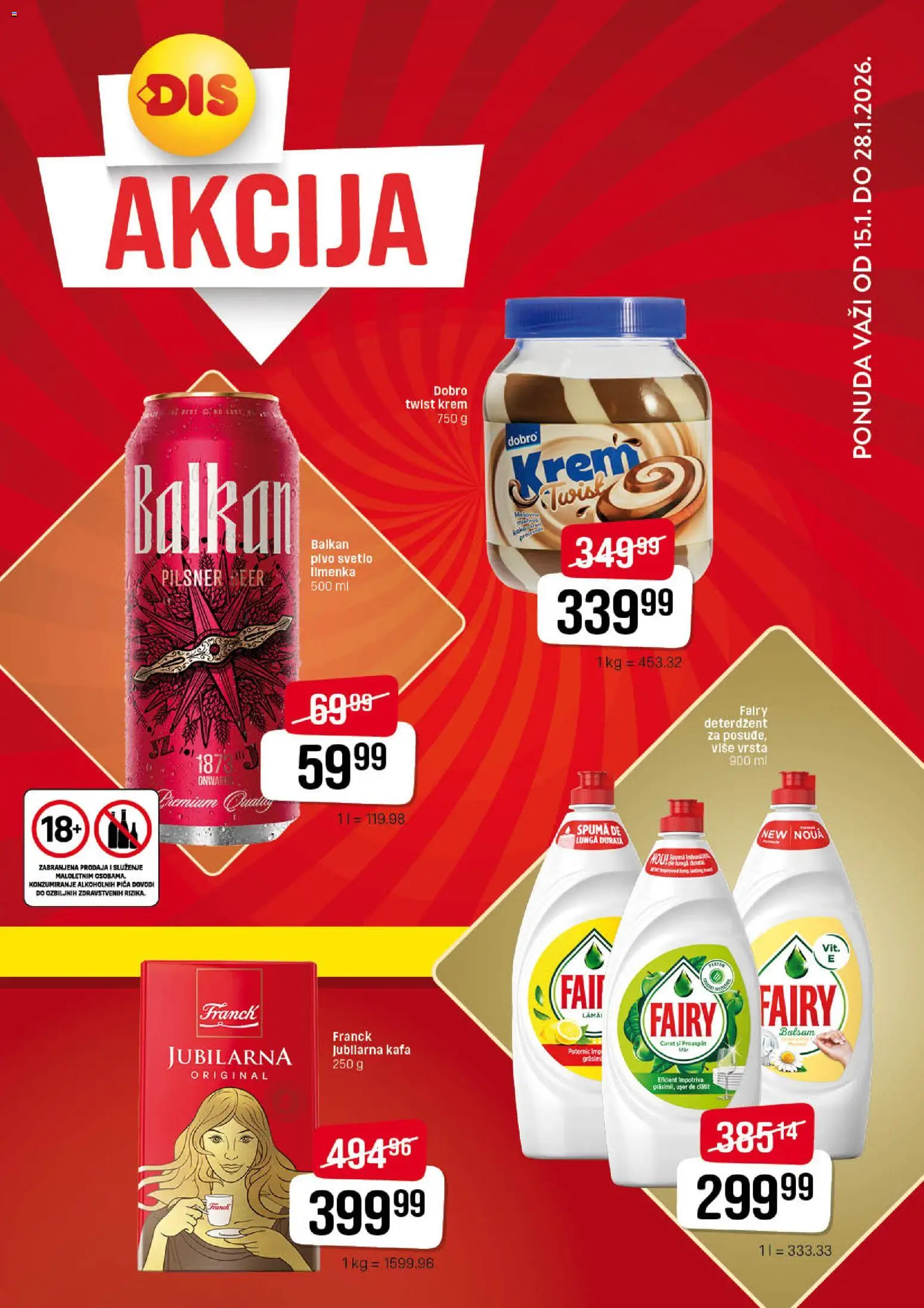DIS katalog - važi od 15.01.2026 | Strana: 1 | Proizvode: Deterdžent, Kafa, Pica, Pivo