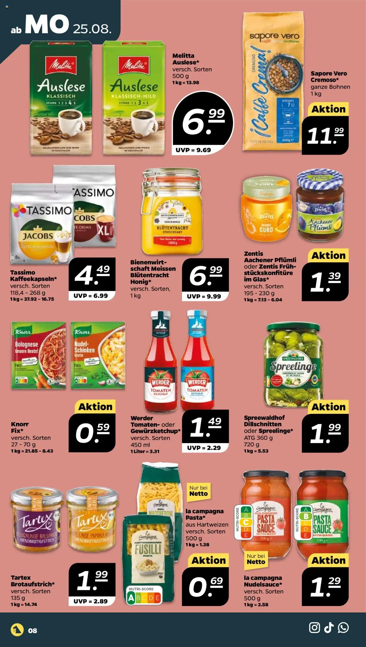 Netto Prospekt 	 - gültig ab dem 25.08.2025 | Seite: 8 | Produkte: Melitta, Creme, Paprika, Tassimo