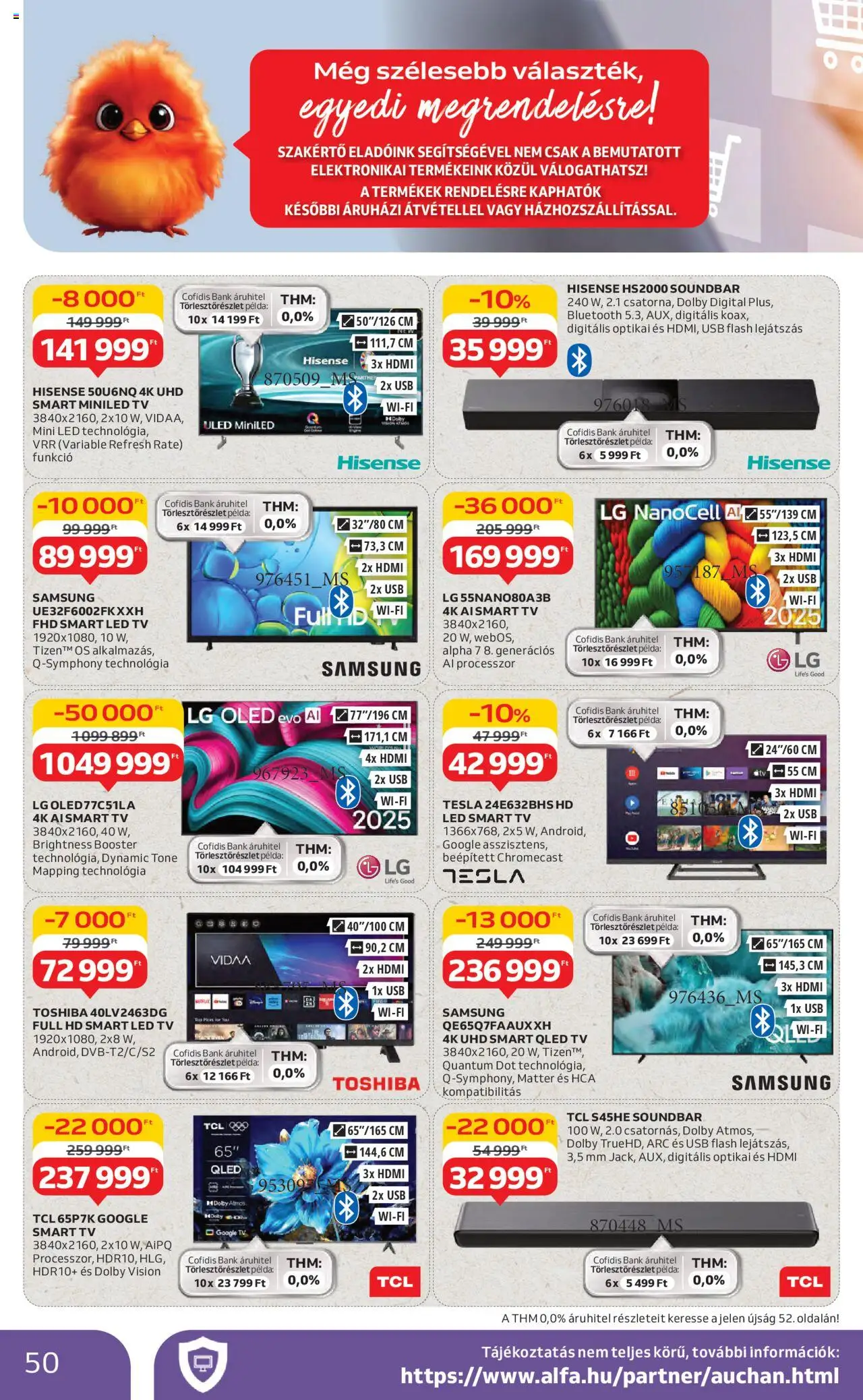 Auchan akciós ujság - amely érvényes a következő dátumtól: 14.08.2025 | Oldal: 50 | Termékek: USB, TV, Smart tv, Samsung