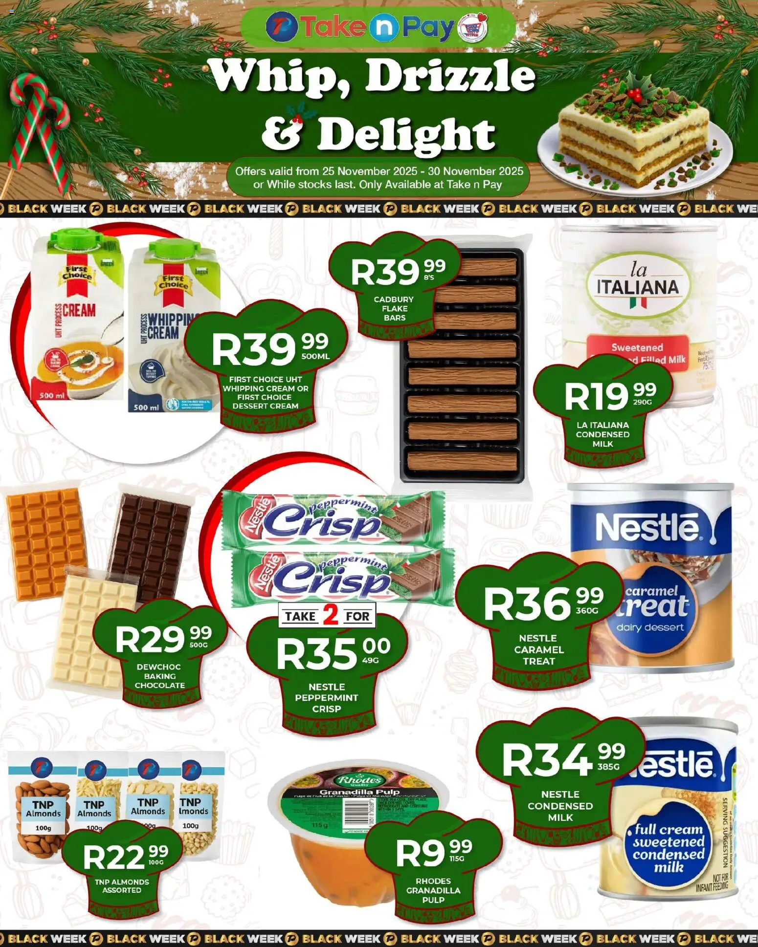 New Take n Pay catalogue – valid from 25.11.2025 | Page: 10 | Products: Milk, Condensed milk, Chocolate, Cream