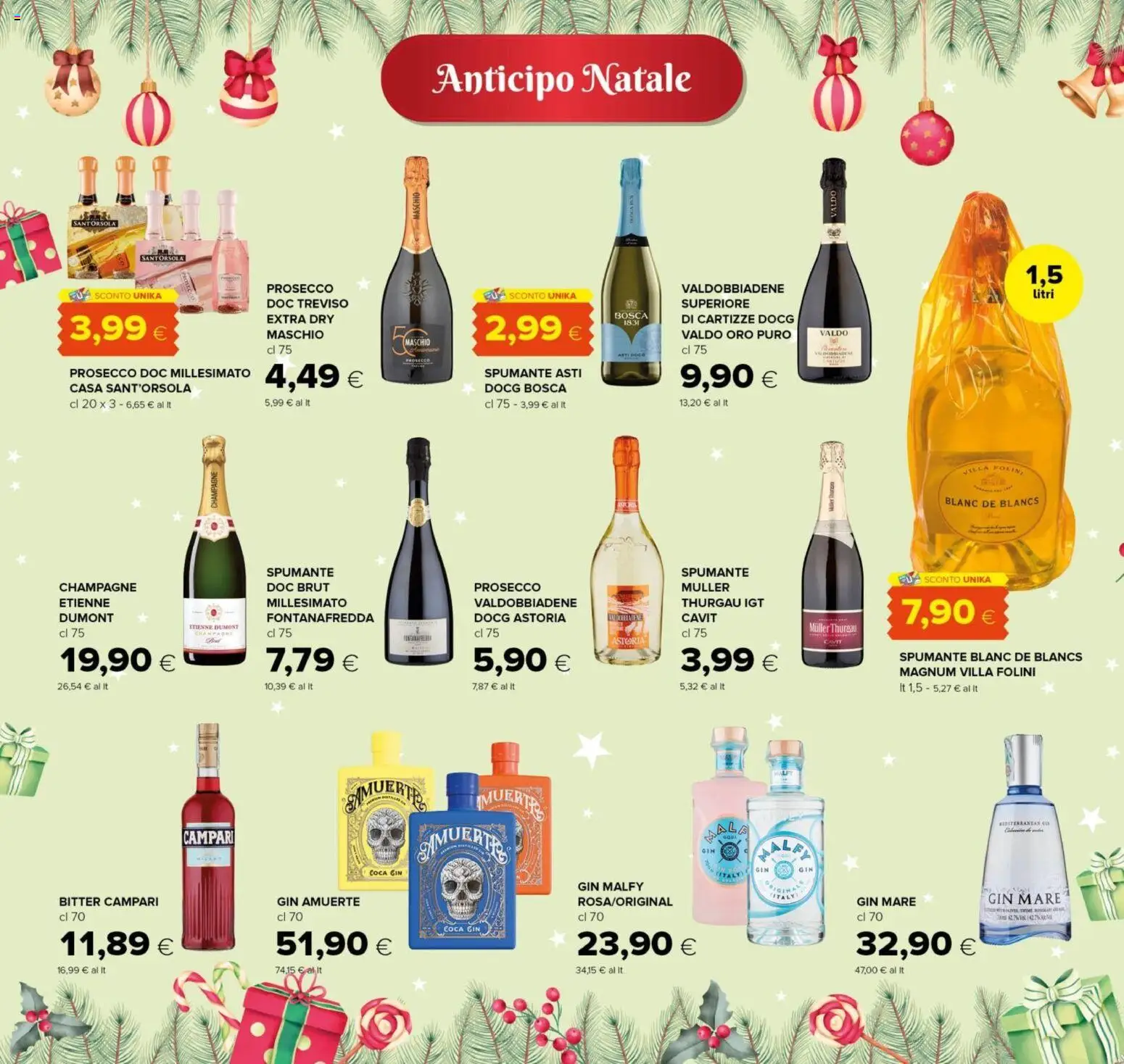 Volantino Oasi del 01.12.2025 | Pagina: 6 | Prodotti: Gin, Prosecco, Spumante, Champagne