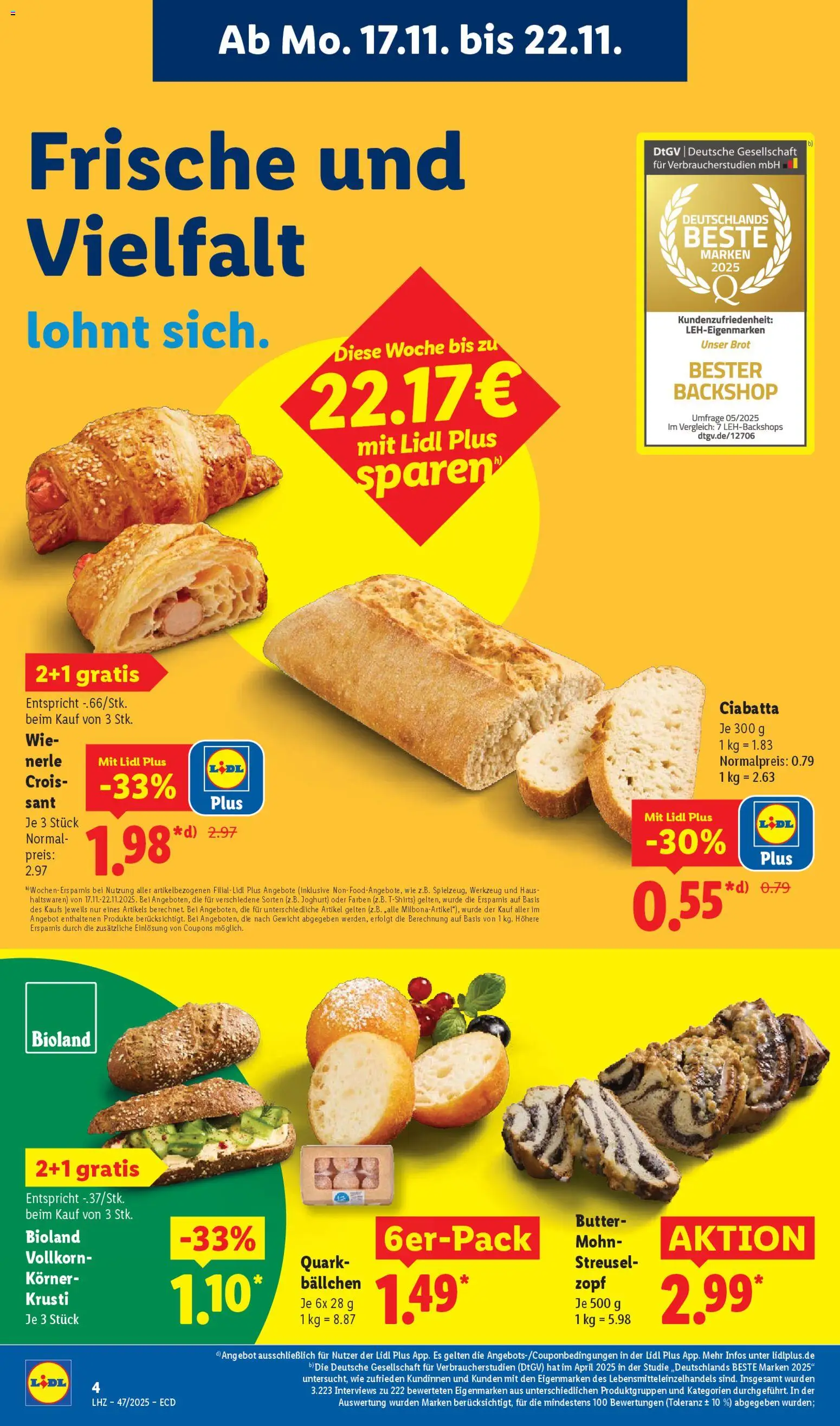 Lidl - Prospekt – gültig ab 17.11.2025 | Seite: 8 | Produkte: Gewicht, Quark, Joghurt, Brot