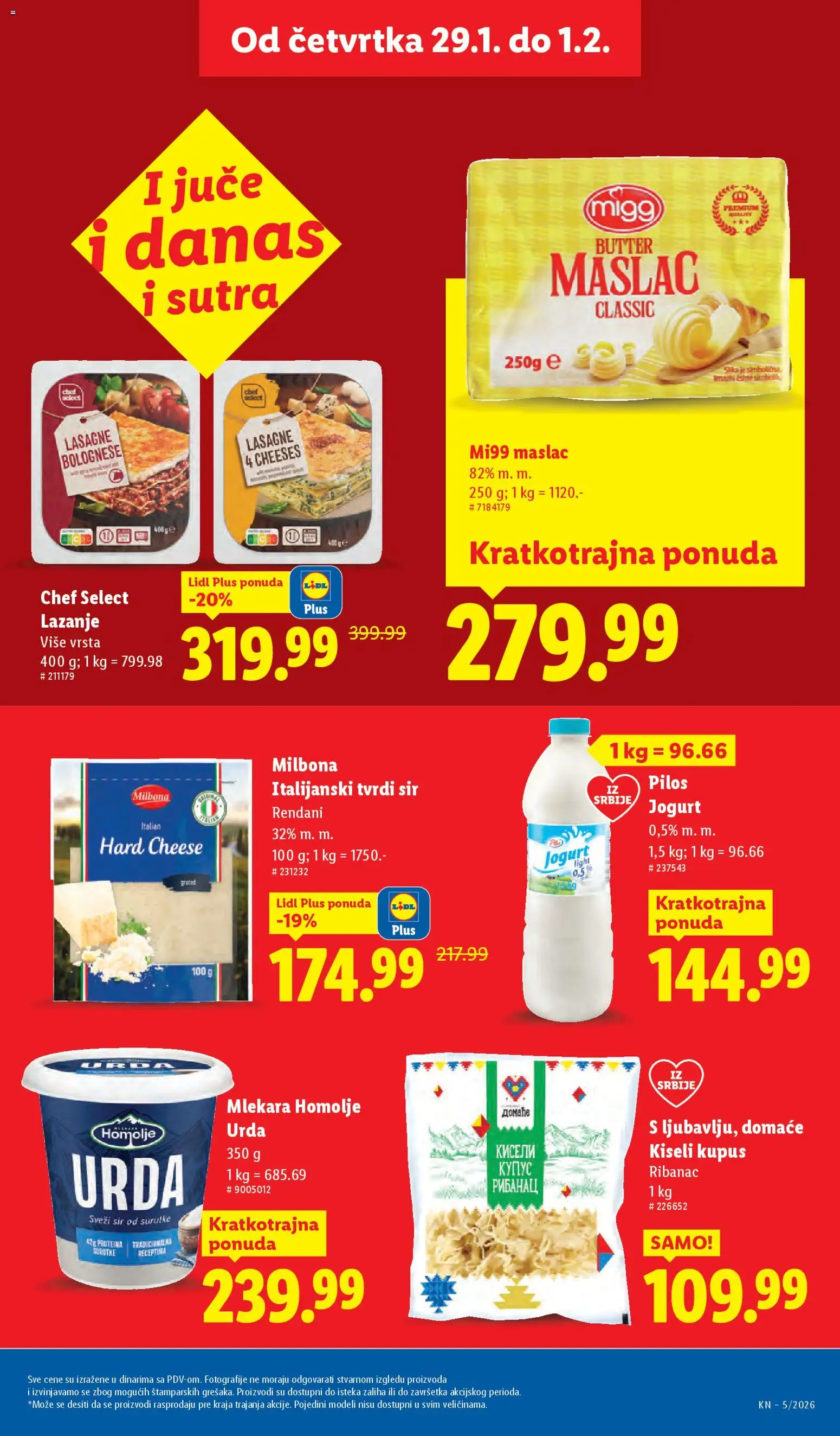 Lidl katalog - važi od 29.01.2026 | Strana: 19 | Proizvode: Maslac, Kiseli kupus, Kupus, Jogurt