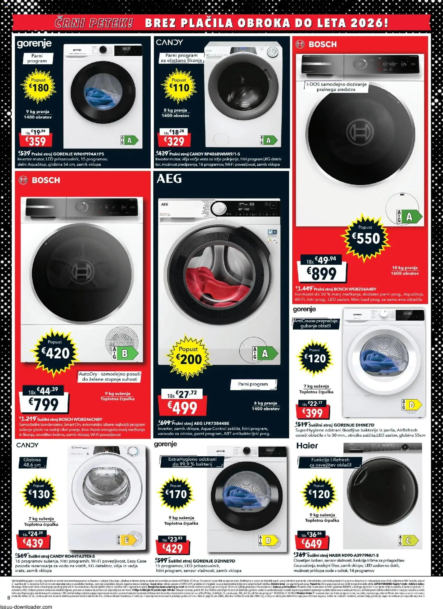 Novi Harvey Norman katalog ponudbe – veljaven od 03.11.2025 | Stran: 8 | Izdelki: Črpalka, Pralni stroj, Oblacila, Vrata