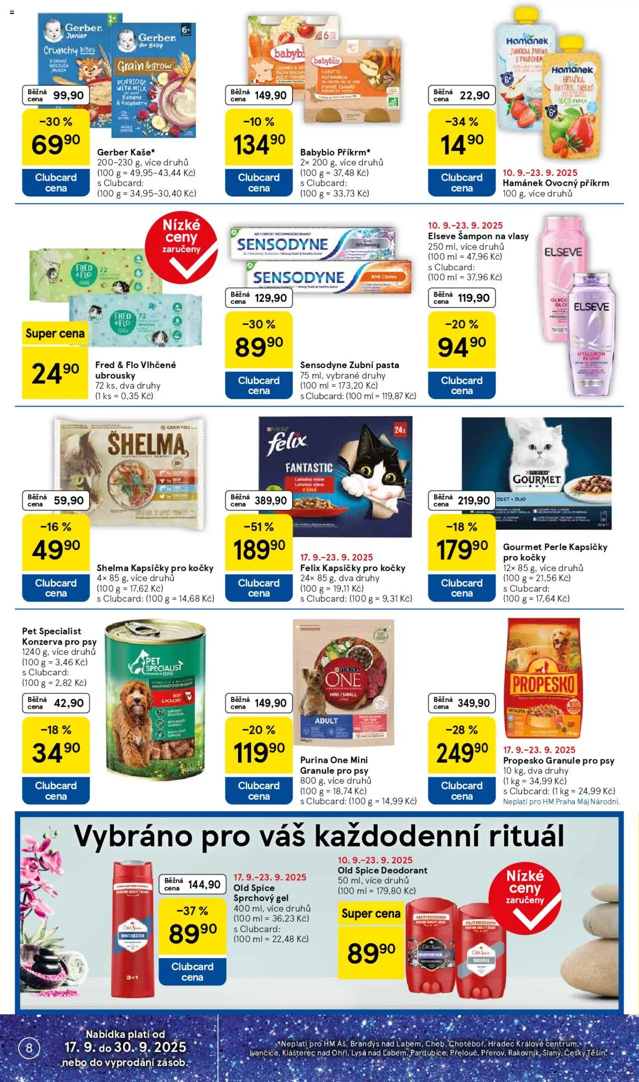 Tesco leták - Hypermarket od 17.09.2025 | Strana: 8 | Produkty: Sprchový gel, Shelma kapsičky, Purina, Šampon
