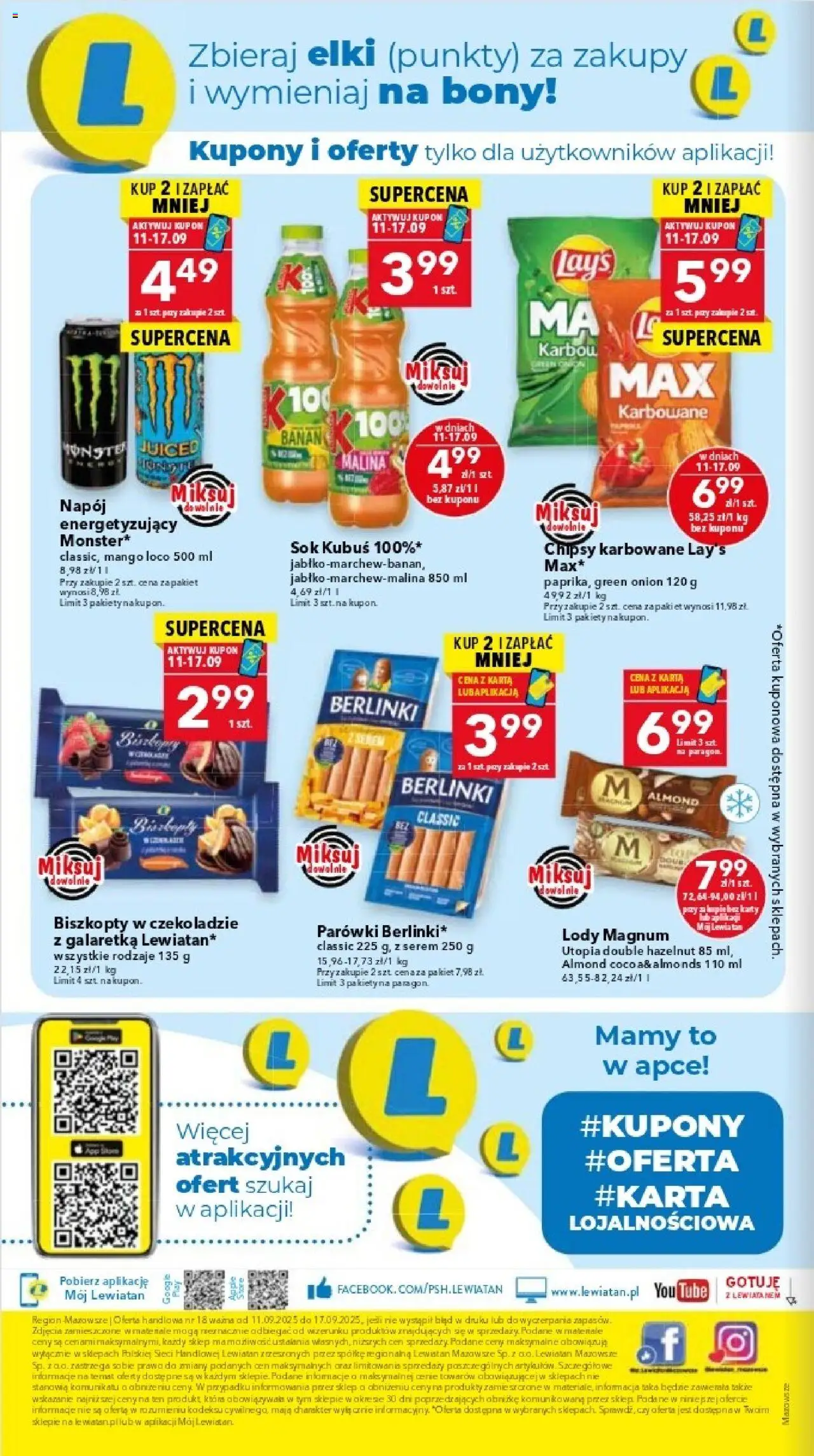 Lewiatan gazetka - Warszawa od 11.09.2025 | Strona: 8 | Produkty: Mango, Karta, Chipsy, Lody