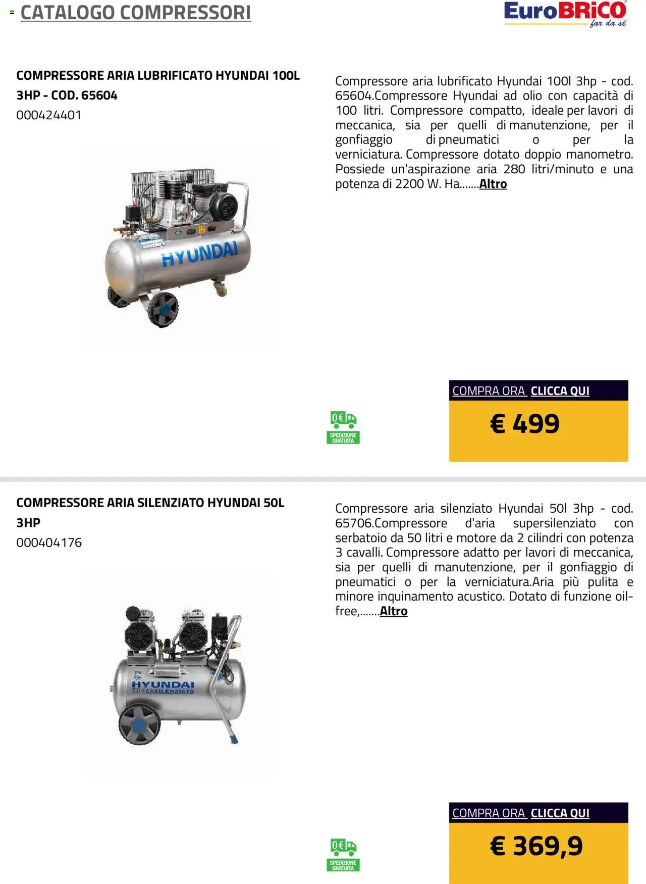 Volantino Eurobrico del 23.07.2025 | Pagina: 2 | Prodotti: Compressore, Olio