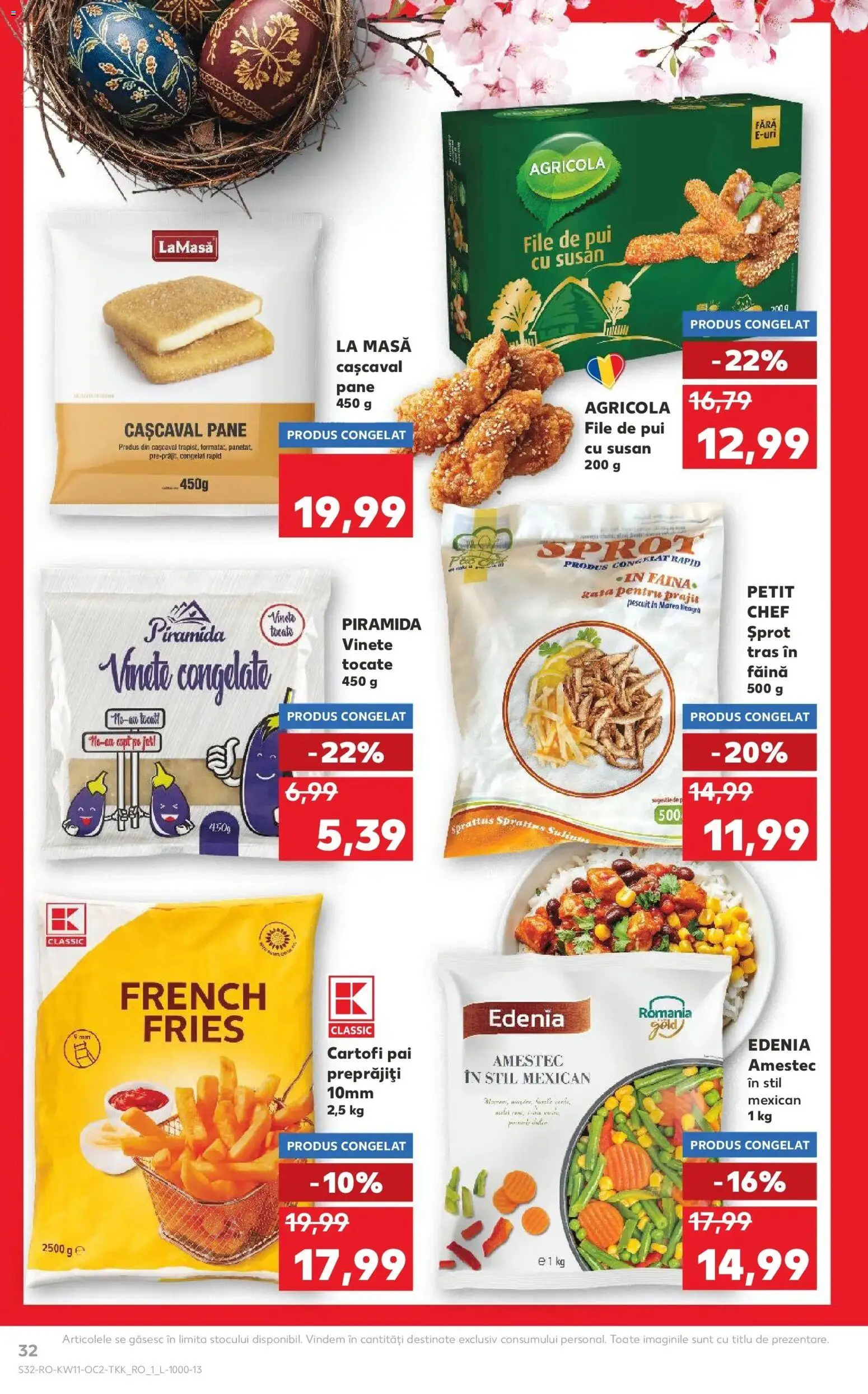 Noul catalog Kaufland – valabil de la 11.03.2026 | Pagină: 32 | Produse: Masă, Hacıyatmaz Kedi Oyuncağı, Cașcaval, Cartofi