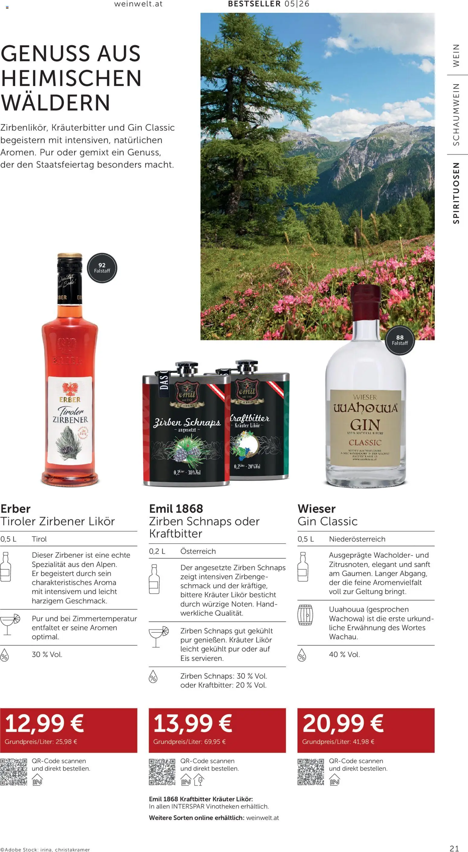 Interspar Wein Welt gültig ab 23.04.2026 | Seite: 21 | Produkte: Gin, Eis, Wein