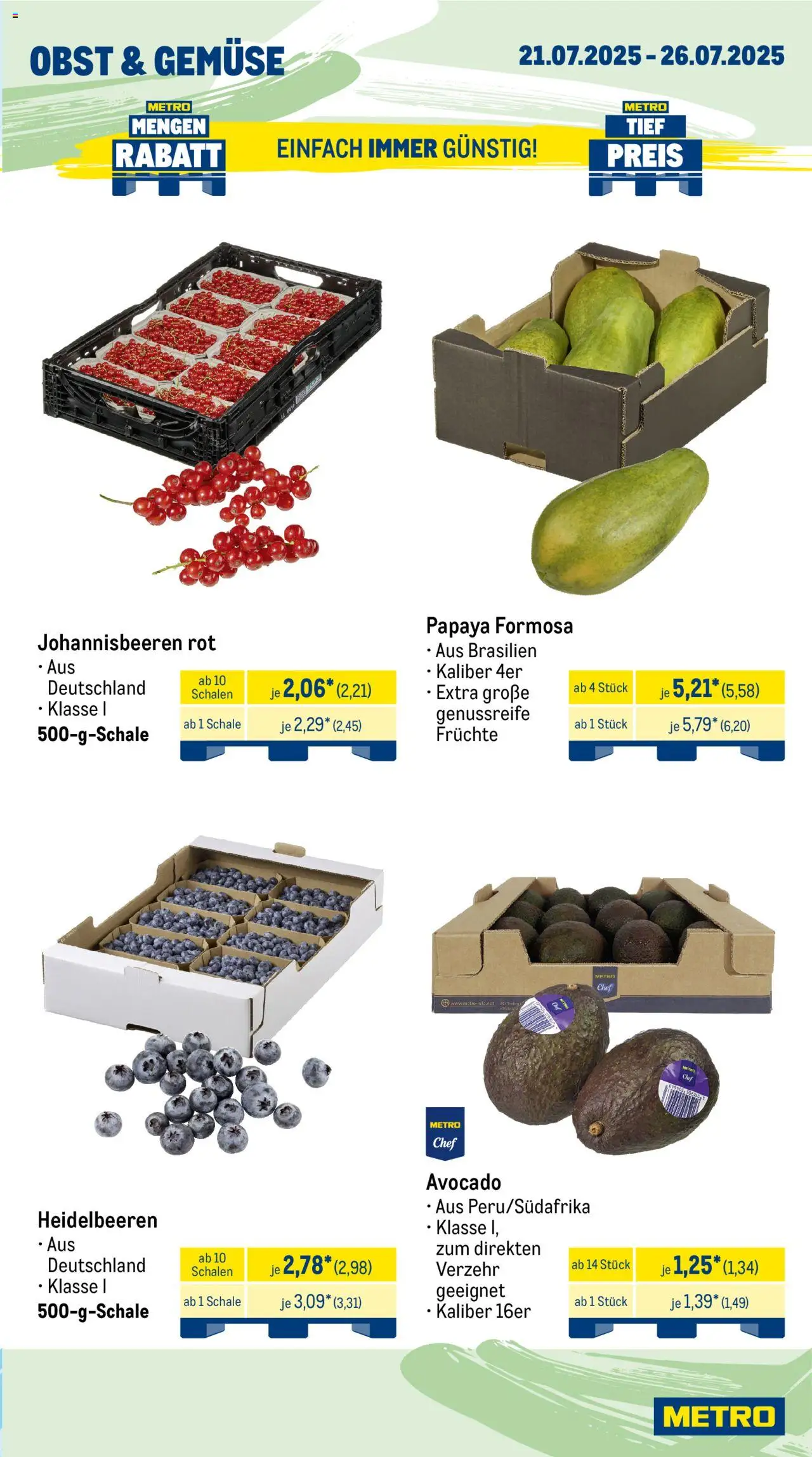 Metro Prospekt 	 - gültig ab dem 21.07.2025 | Seite: 7 | Produkte: Heidelbeeren, Avocado, Gemüse, Obst