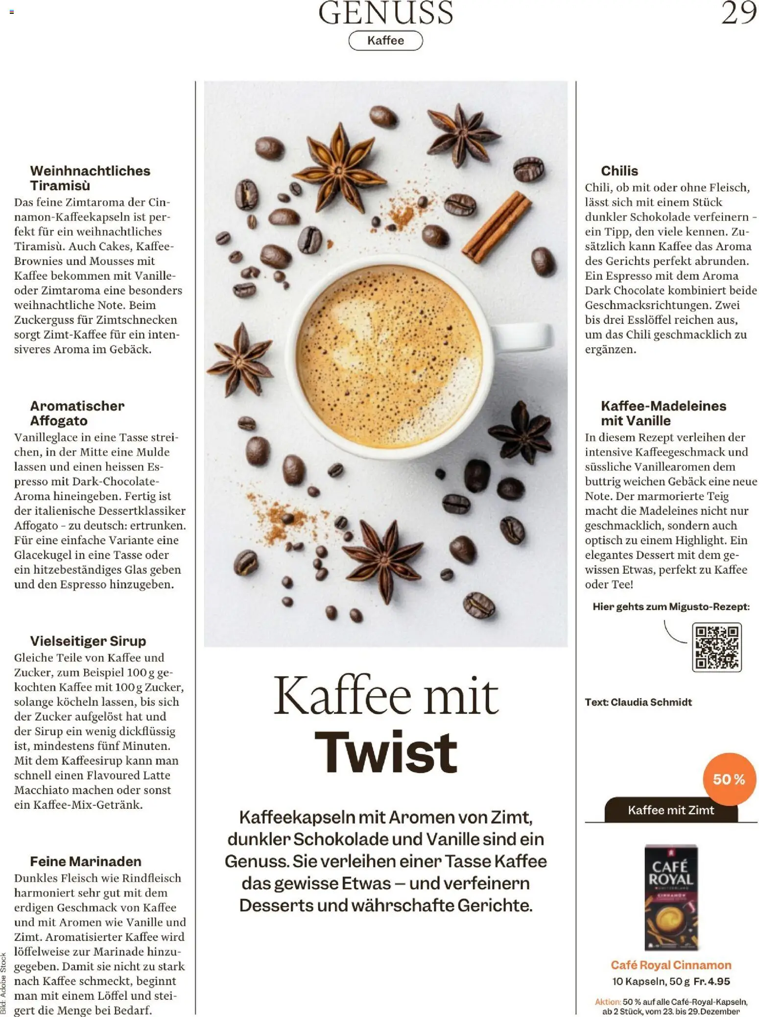 Migros Magazin – gültig ab 23.12.2025 | Seite: 29 | Produkte: Sirup, Schokolade, Chili, Rindfleisch