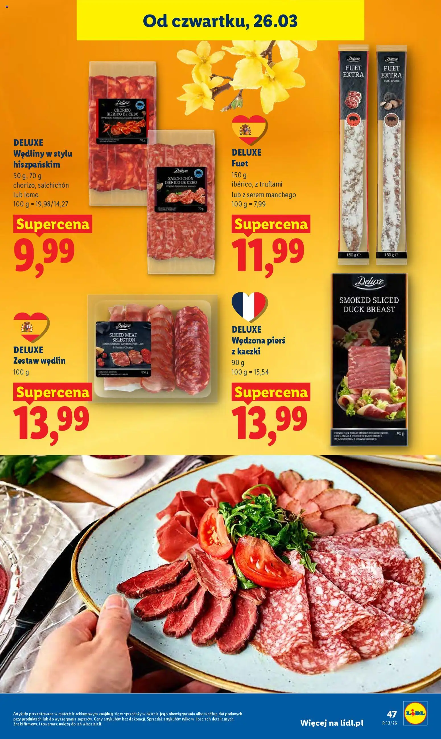 Lidl gazetka od 26.03.2026 | Strona: 47 | Produkty: Fuet, Pierś z kaczki, Wędliny